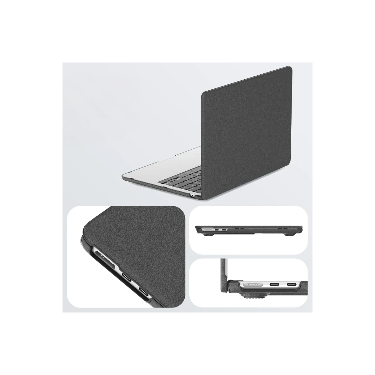 Newface Apple Macbook Air 13.6 Macbook Deri Kapak - Siyah — görsel 7