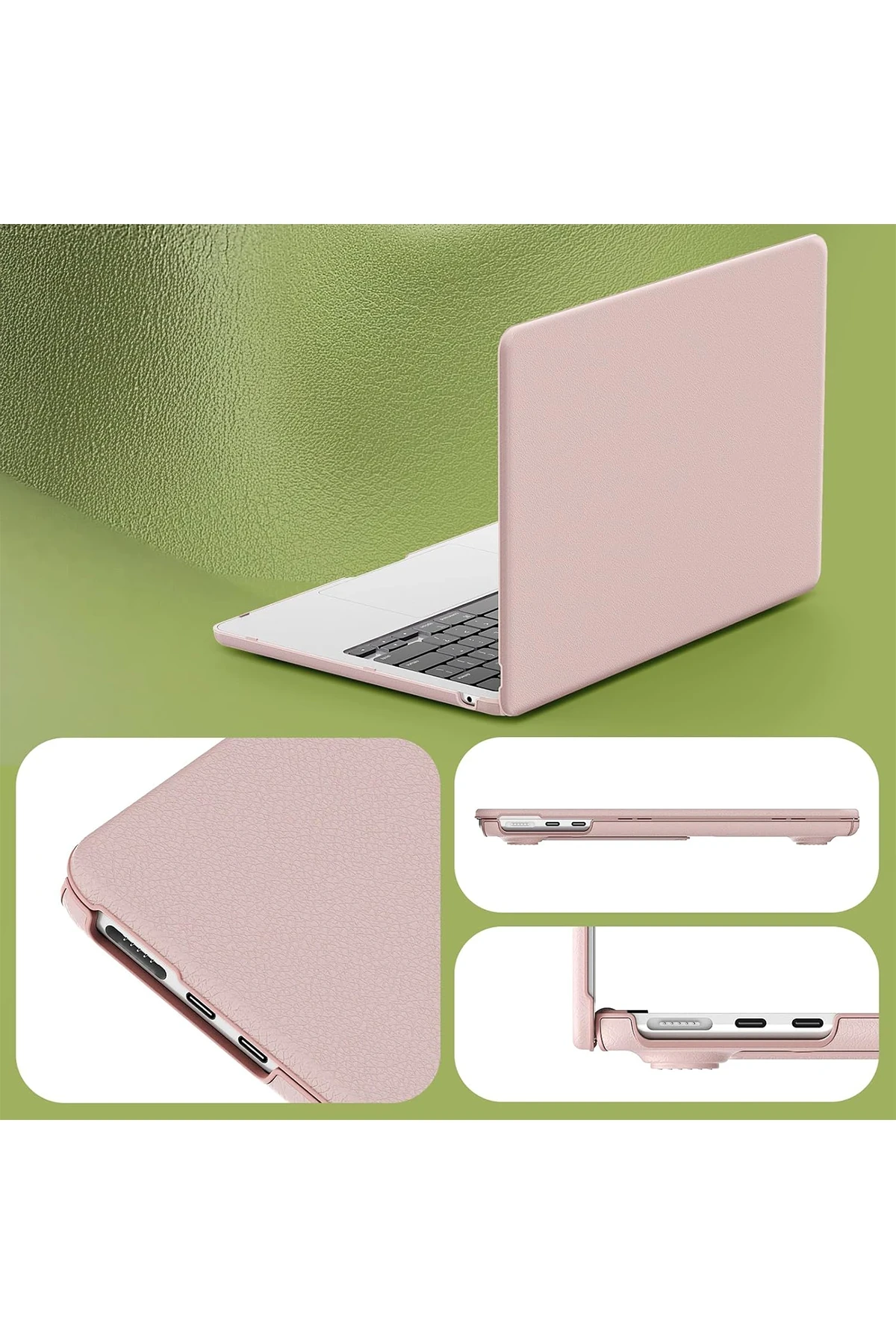 Newface Macbook Air 15 2024 Macbook Deri Kapak - Pembe