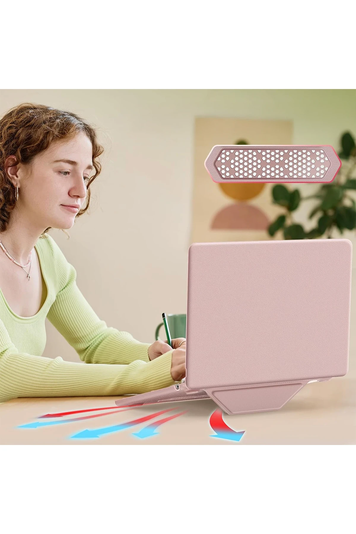 Newface Macbook Air 15 2024 Macbook Deri Kapak - Pembe