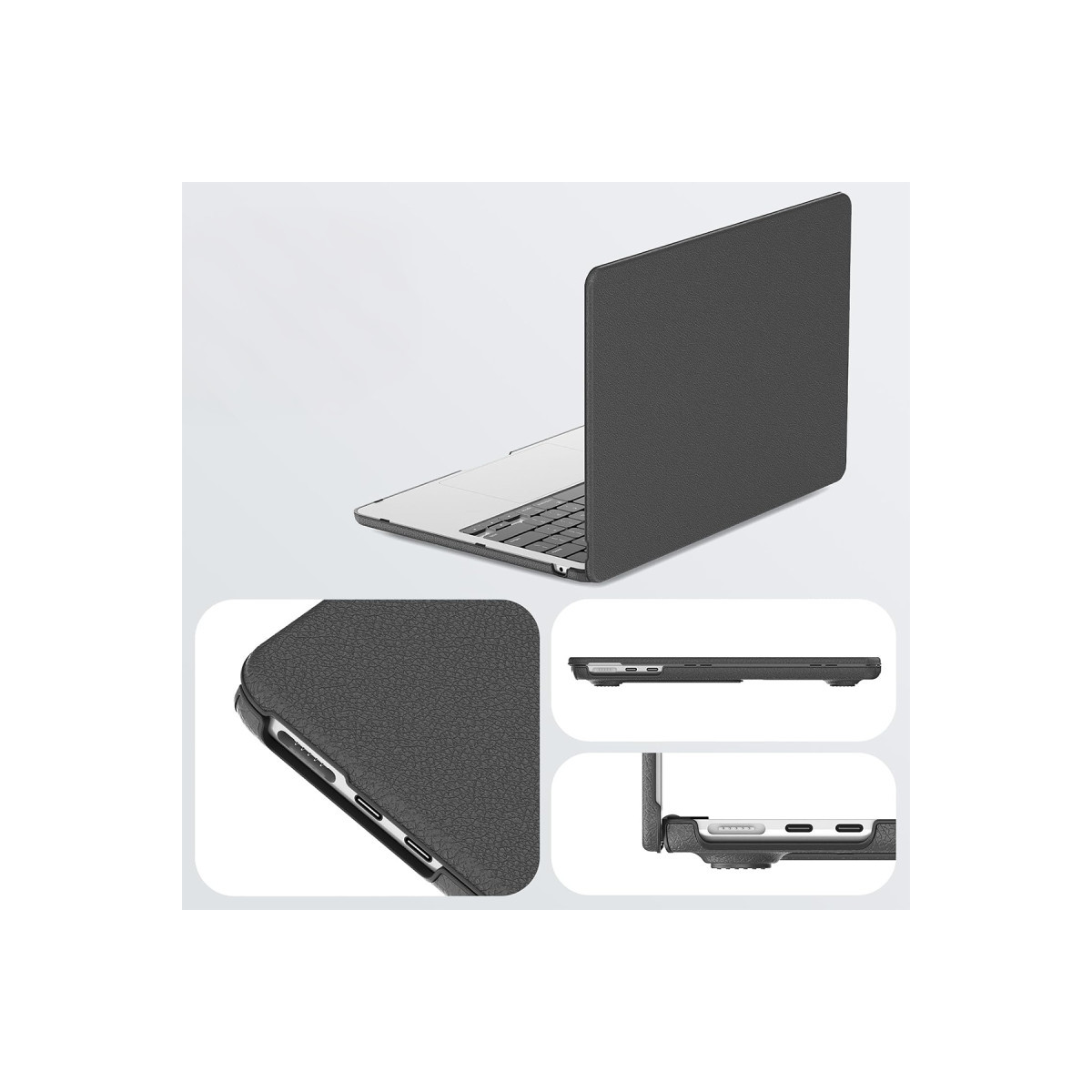 Newface Apple Macbook Air 15 2024 Macbook Deri Kapak - Siyah — görsel 11