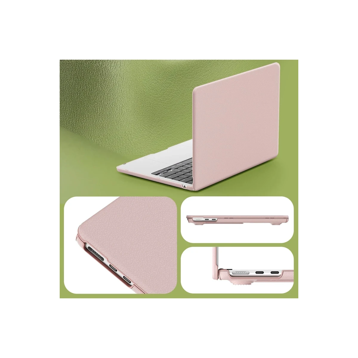 Newface Apple Macbook Pro 14 2021 Macbook Deri Kapak - Pembe