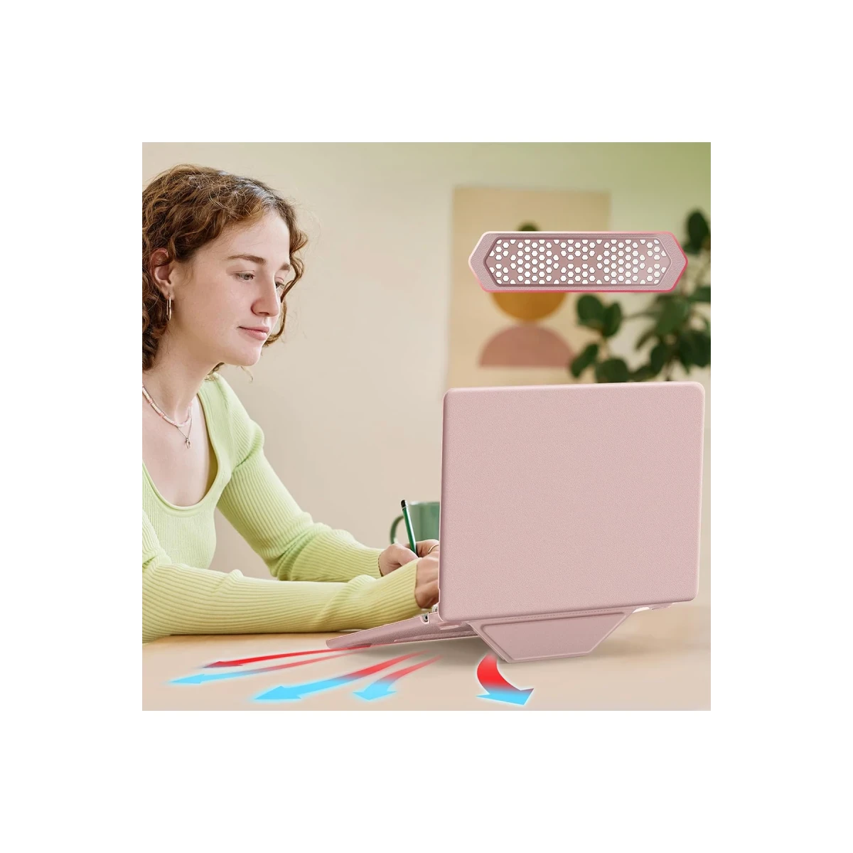 Newface Apple Macbook Pro 14 2021 Macbook Deri Kapak - Pembe