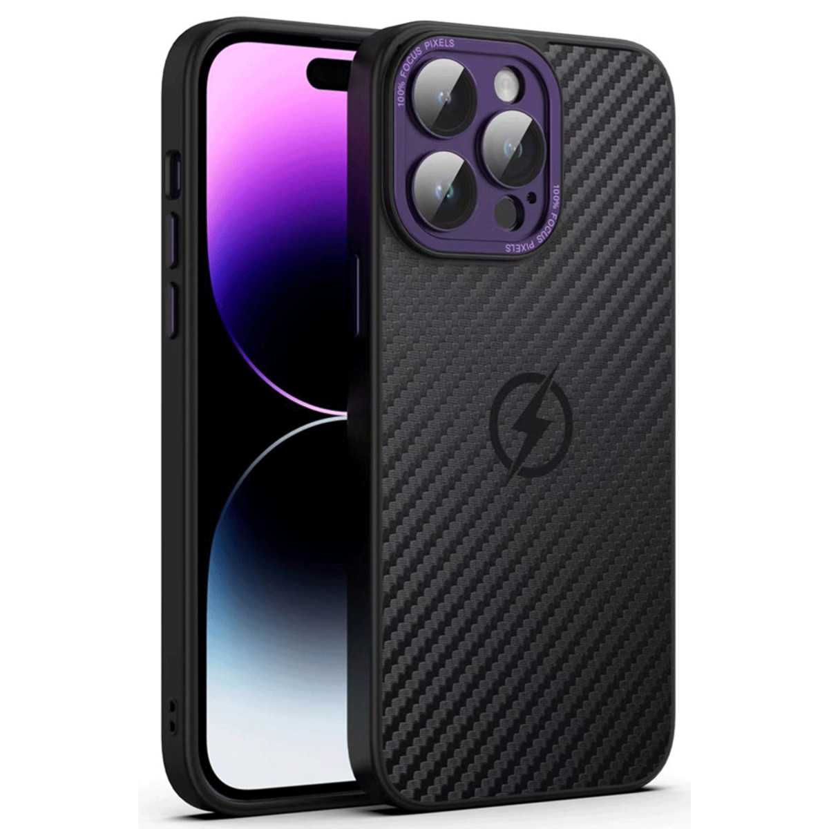 Newface Apple iPhone 14 Pro Kılıf Harbon Magneticsafe Karbon Kapak - Derin Mor — görsel 11