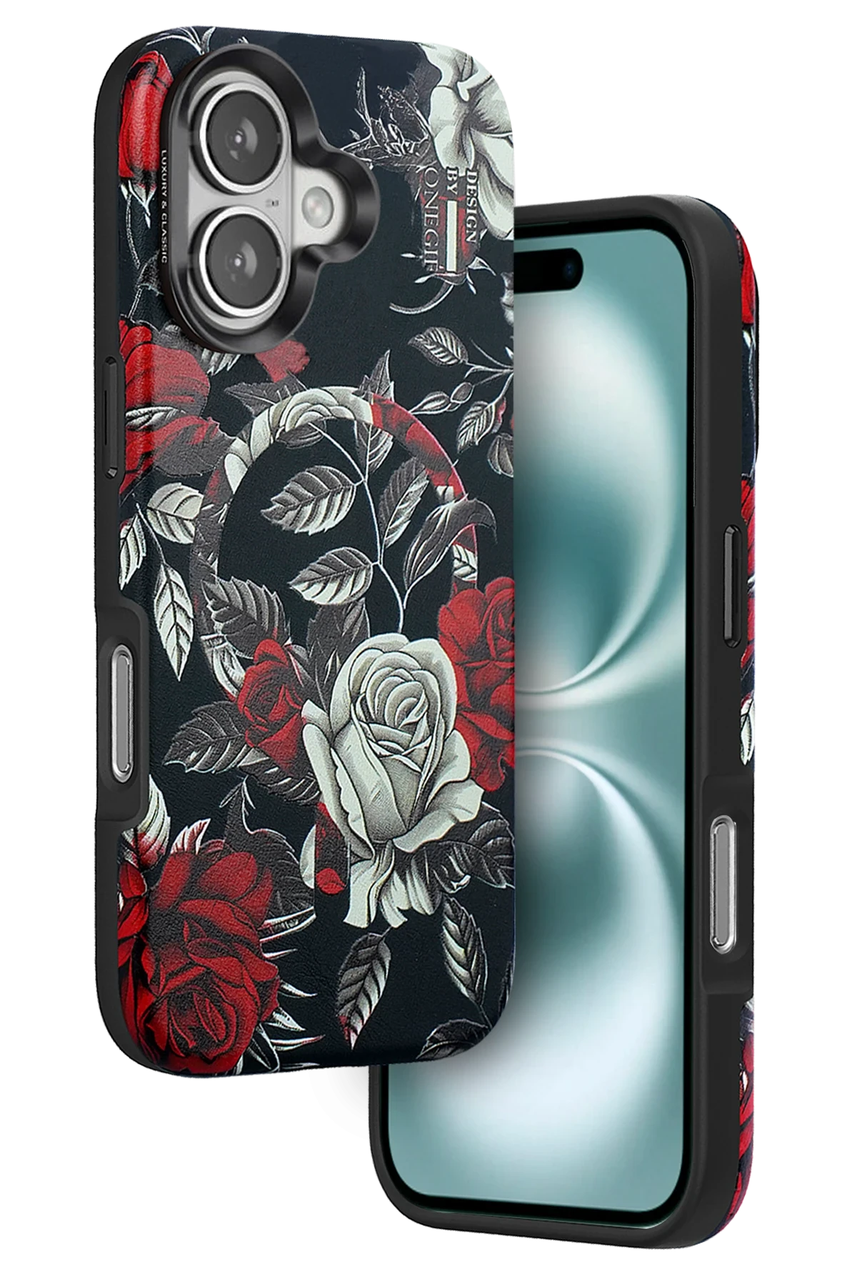 Onegif iPhone 16 Flower Series Magsafe Kapak - Siyah