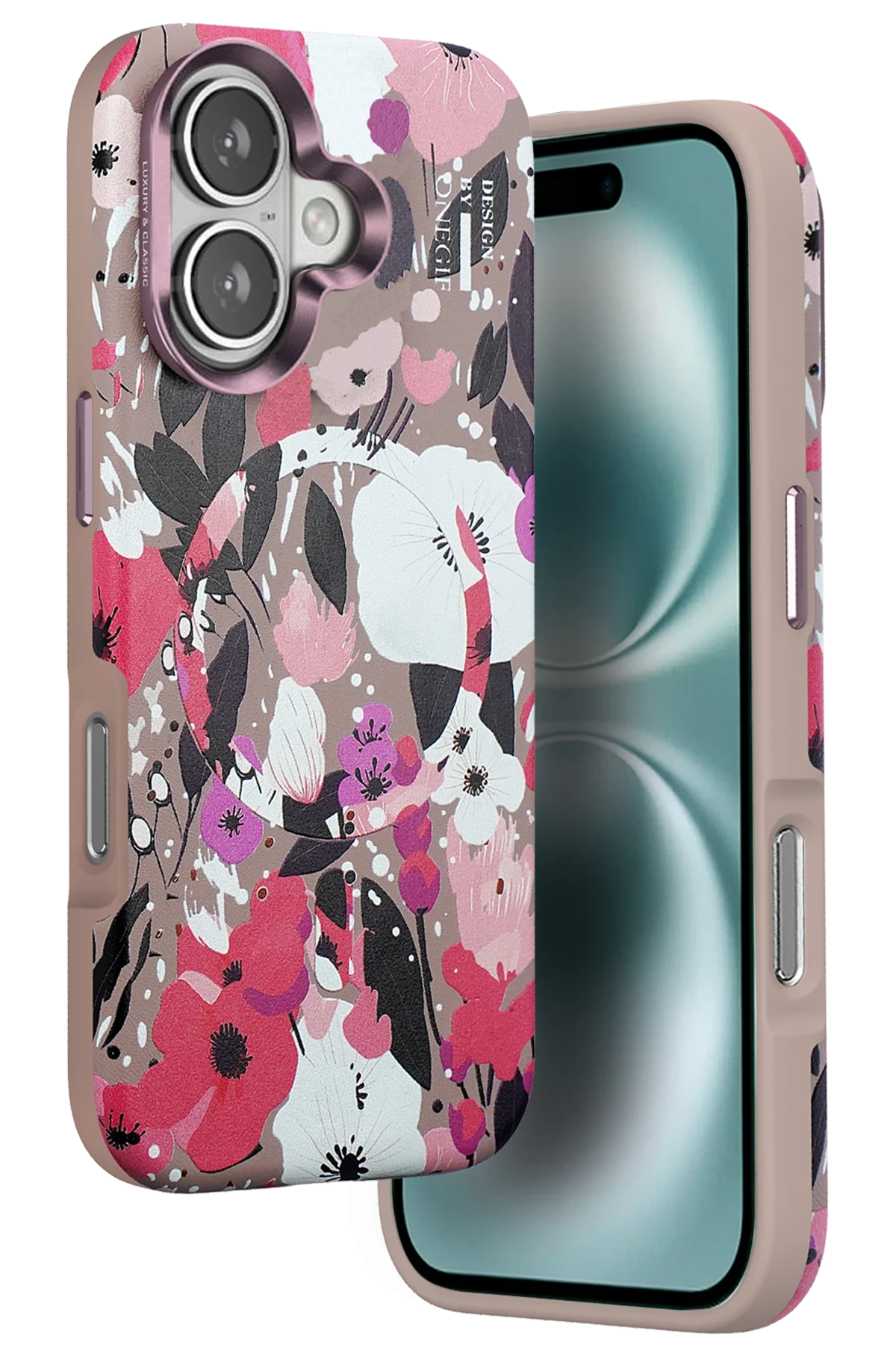 Onegif iPhone 16 Flower Series Magsafe Kapak - Pembe
