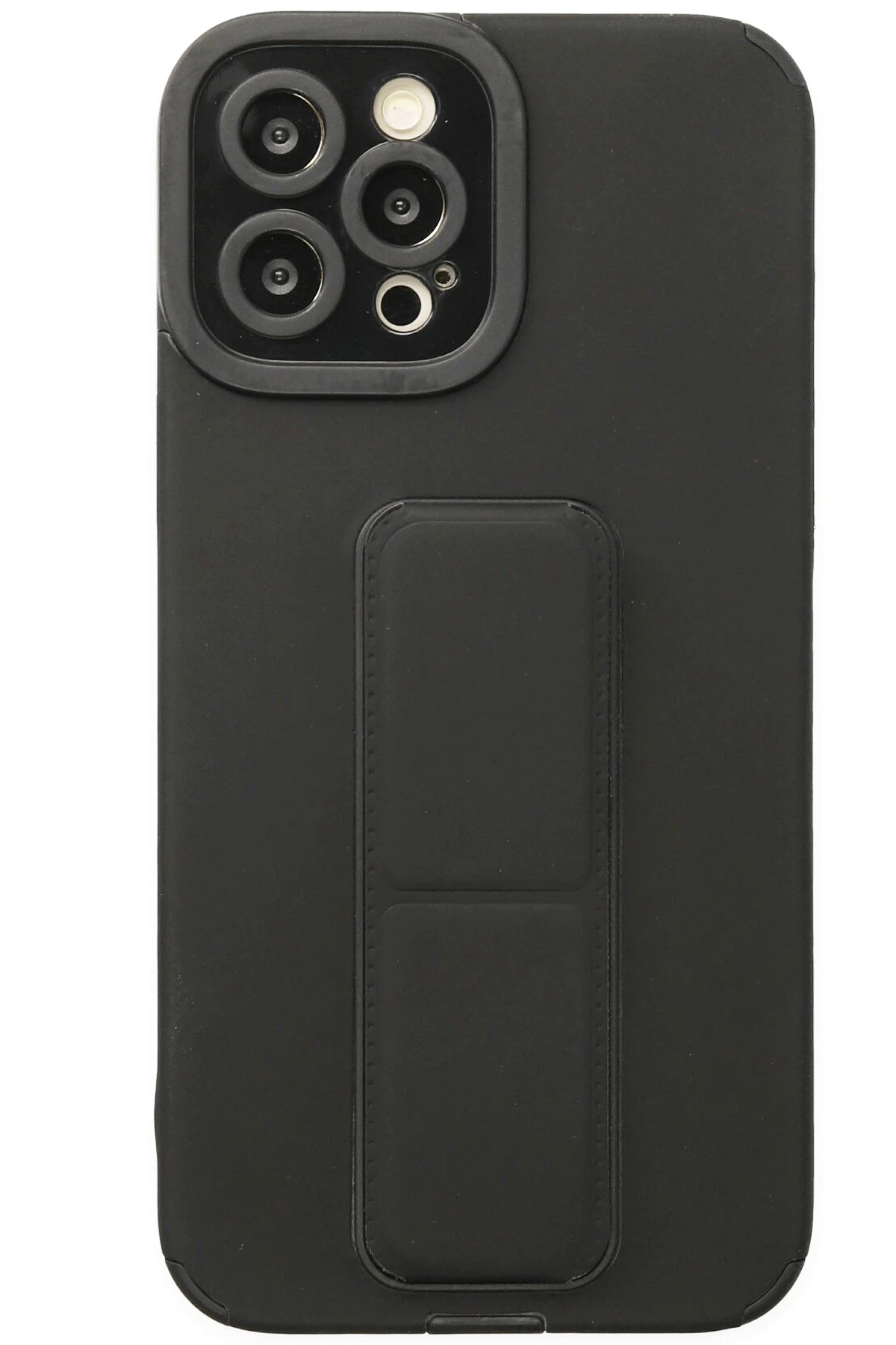 Newface Apple iPhone 12 Pro Kılıf Mega Standlı Silikon - Siyah