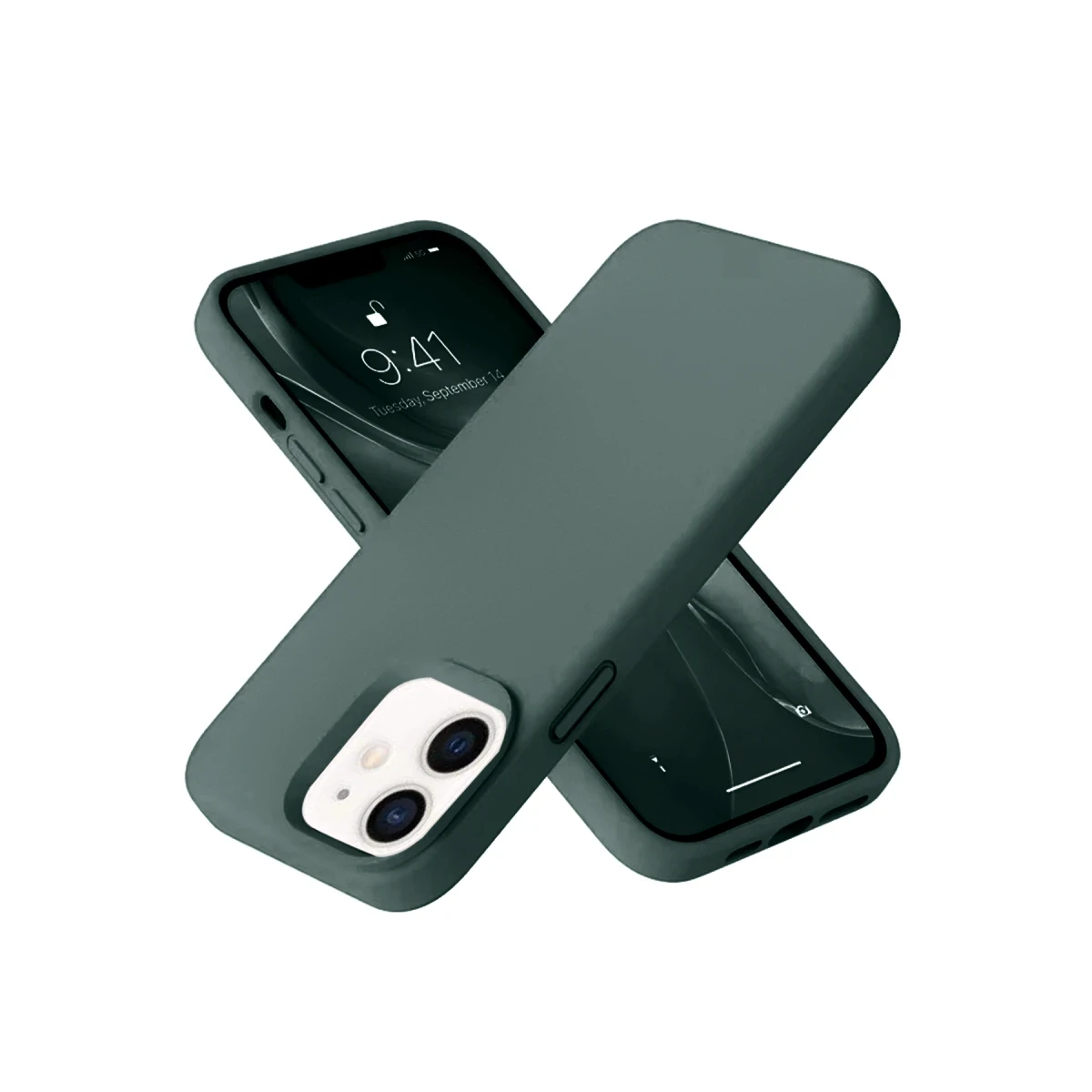 Newface Apple iPhone 12 Kılıf Nano içi Kadife Silikon - Koyu Yeşil