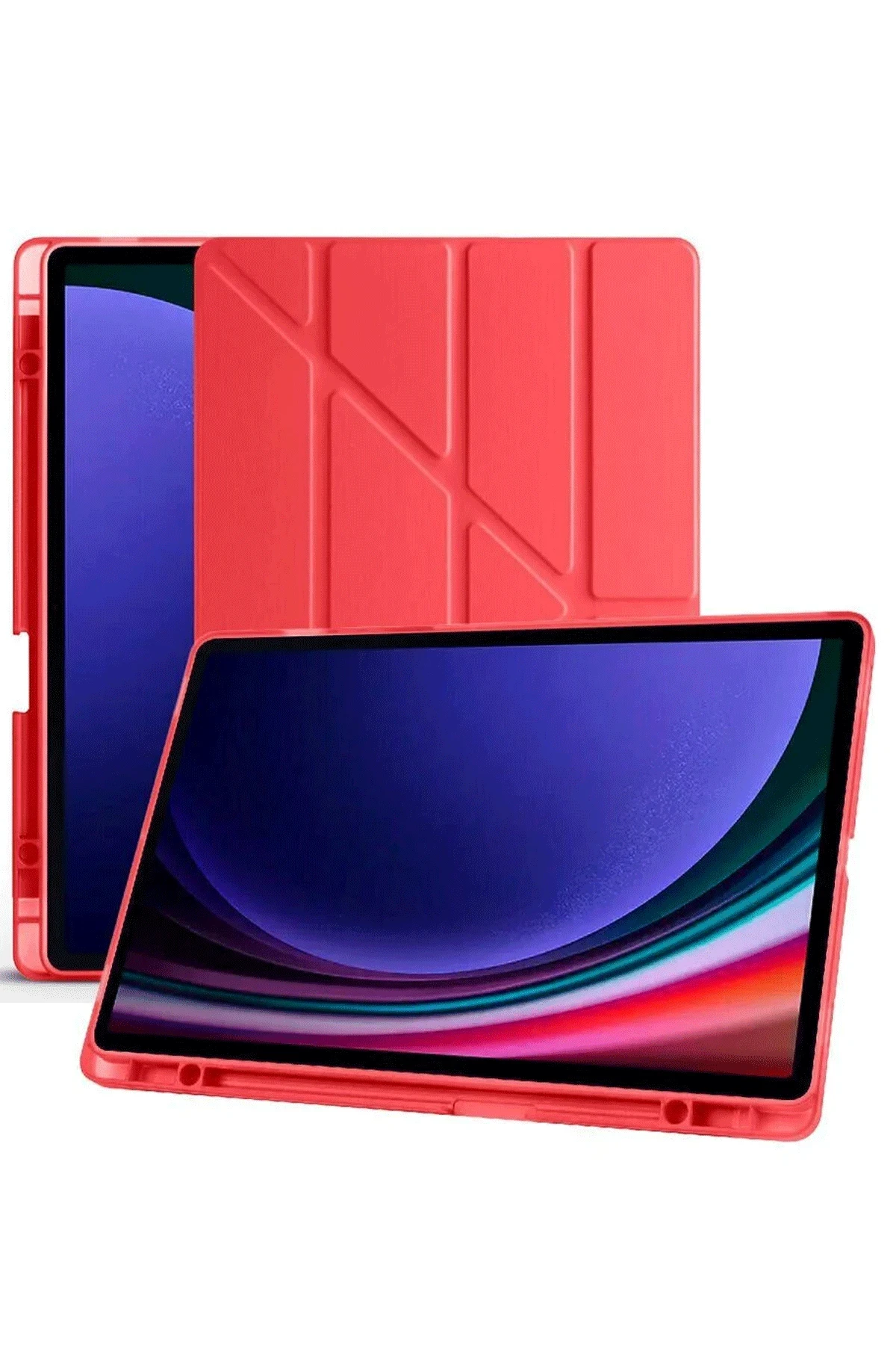 Newface Samsung Galaxy X610 Tab S9 FE Plus 12.4 Kılıf Kalemlikli Mars Tablet Kılıfı - Kırmızı