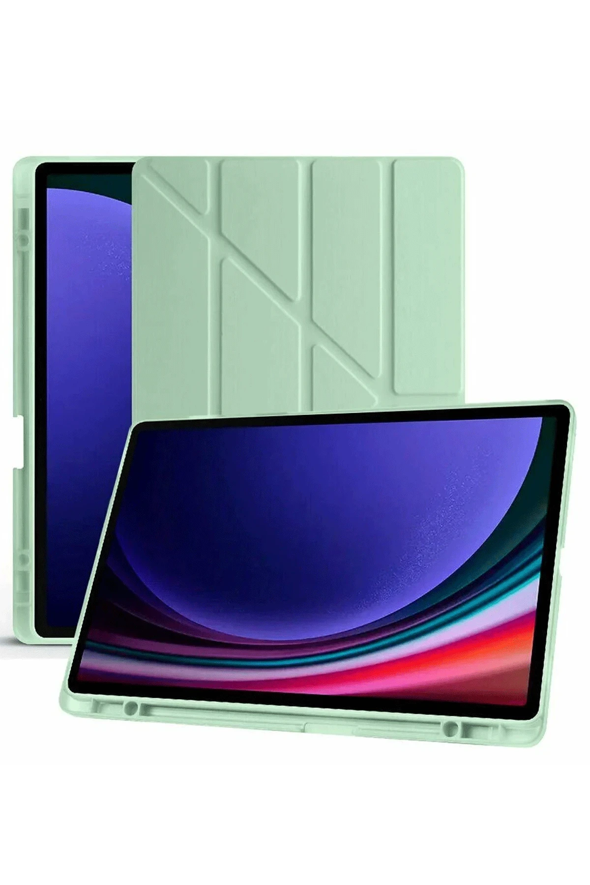 Newface Samsung Galaxy X510 Tab S9 FE 11 Kılıf Kalemlikli Mars Tablet Kılıfı - Açık Yeşil