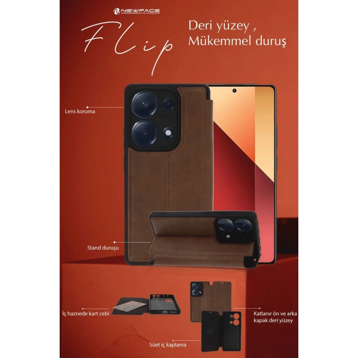 Newface Samsung Galaxy A26 Kılıf Flip Cover - Siyah — görsel 6