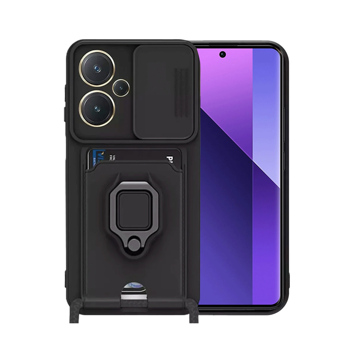 Newface Xiaomi Redmi Note 13 Pro Plus Kılıf Zuma Kartvizitli Yüzüklü Silikon - Siyah — görsel 9