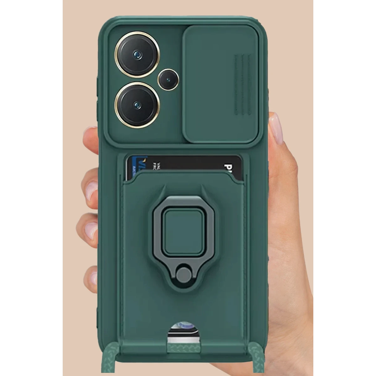 Newface Xiaomi Redmi Note 13 Pro Plus Kılıf Zuma Kartvizitli Yüzüklü Silikon - Siyah — görsel 6