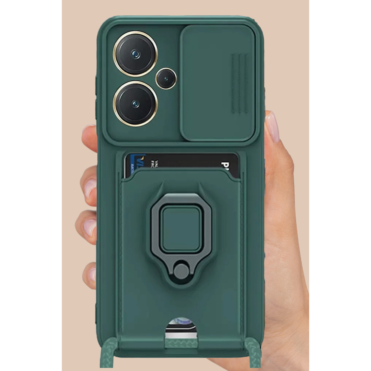 Newface Xiaomi Redmi Note 13 Pro Plus Kılıf Zuma Kartvizitli Yüzüklü Silikon - Siyah — görsel 10