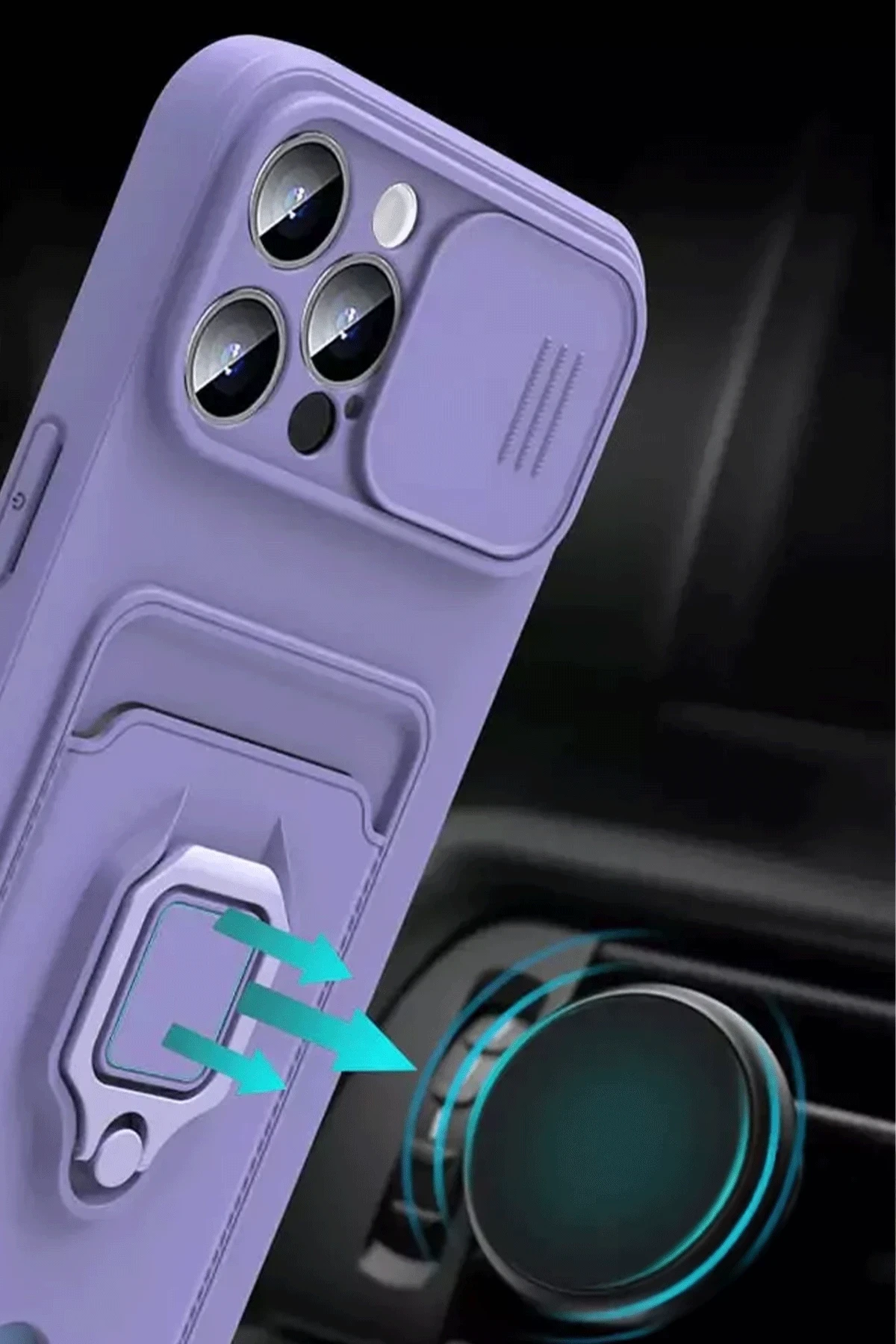 Newface Xiaomi Redmi Note 13 Pro Plus Kılıf Zuma Kartvizitli Yüzüklü Silikon - Lila