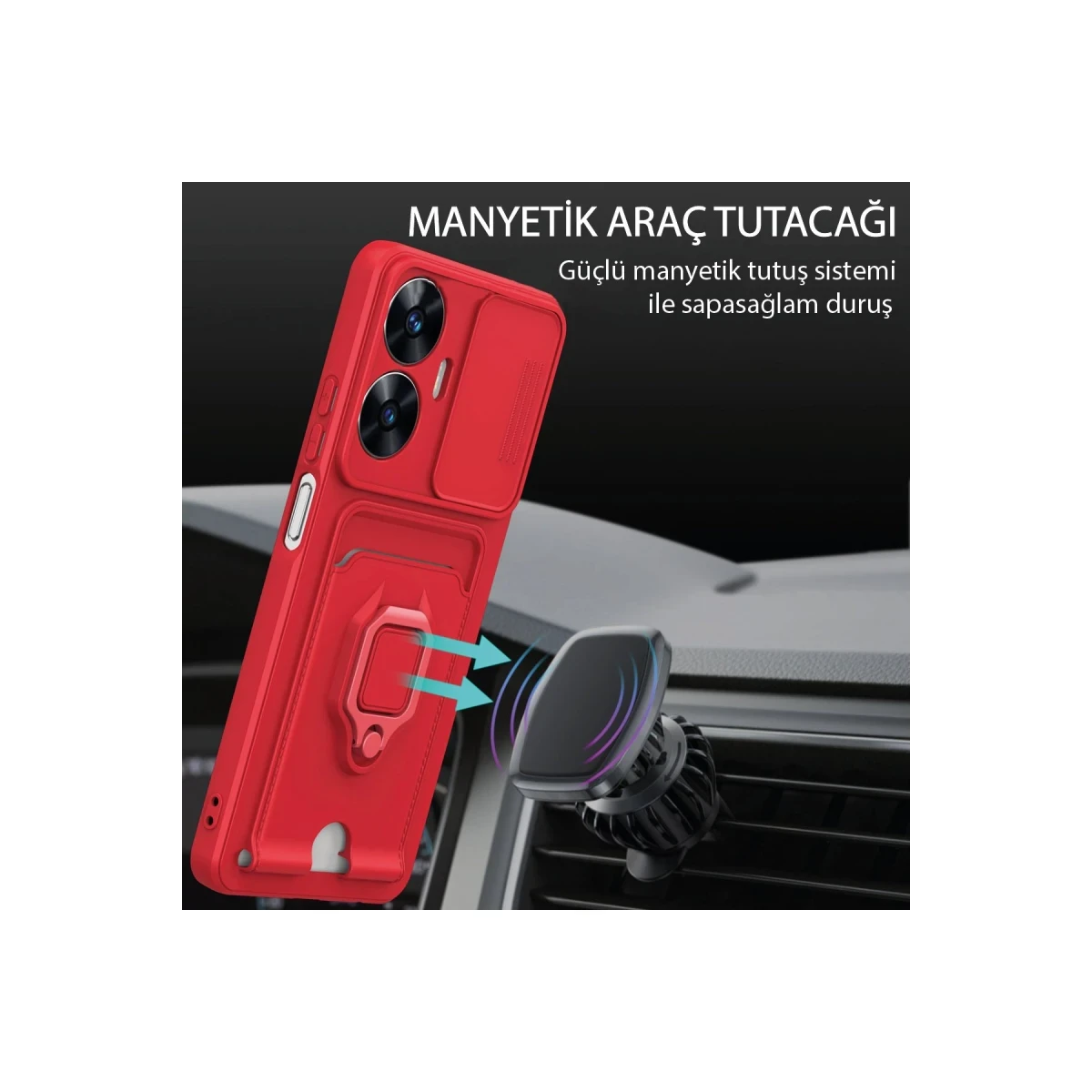 Newface Realme C55 Kılıf Zuma Kartvizitli Yüzüklü Silikon - Siyah — görsel 8