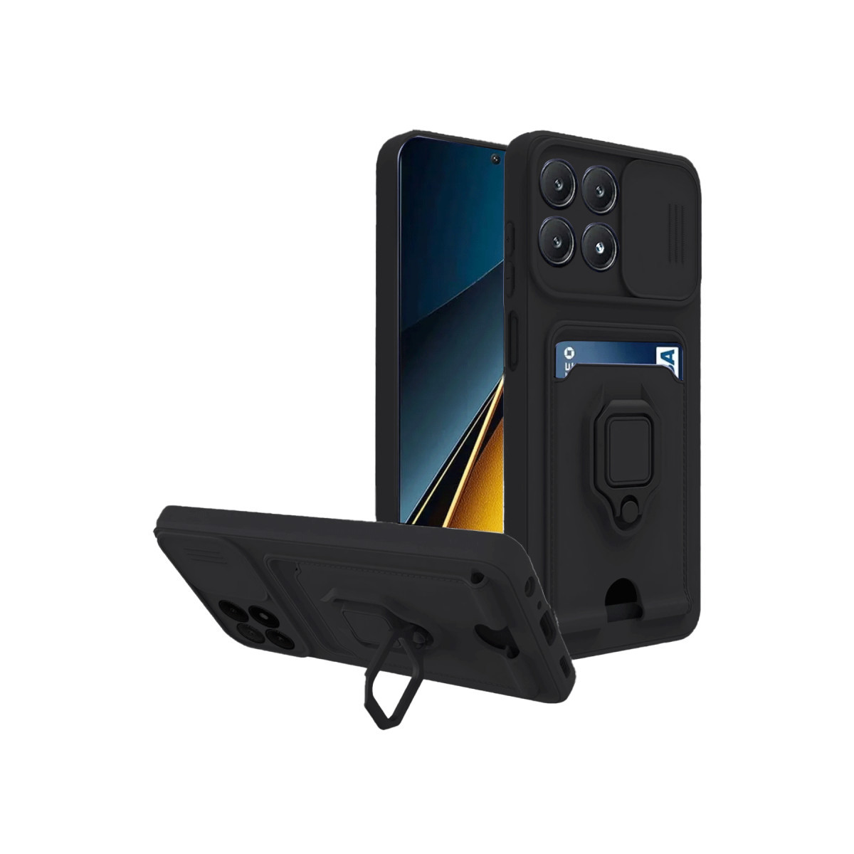 Newface Xiaomi Poco X6 Pro Kılıf Zuma Kartvizitli Yüzüklü Silikon - Siyah — görsel 11