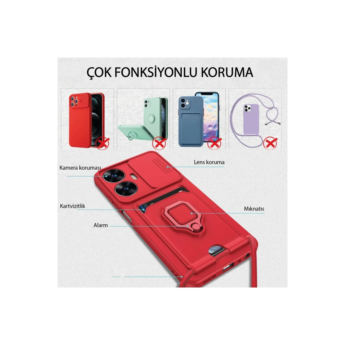 Newface Xiaomi Poco X6 Pro Kılıf Zuma Kartvizitli Yüzüklü Silikon - Siyah — görsel 9