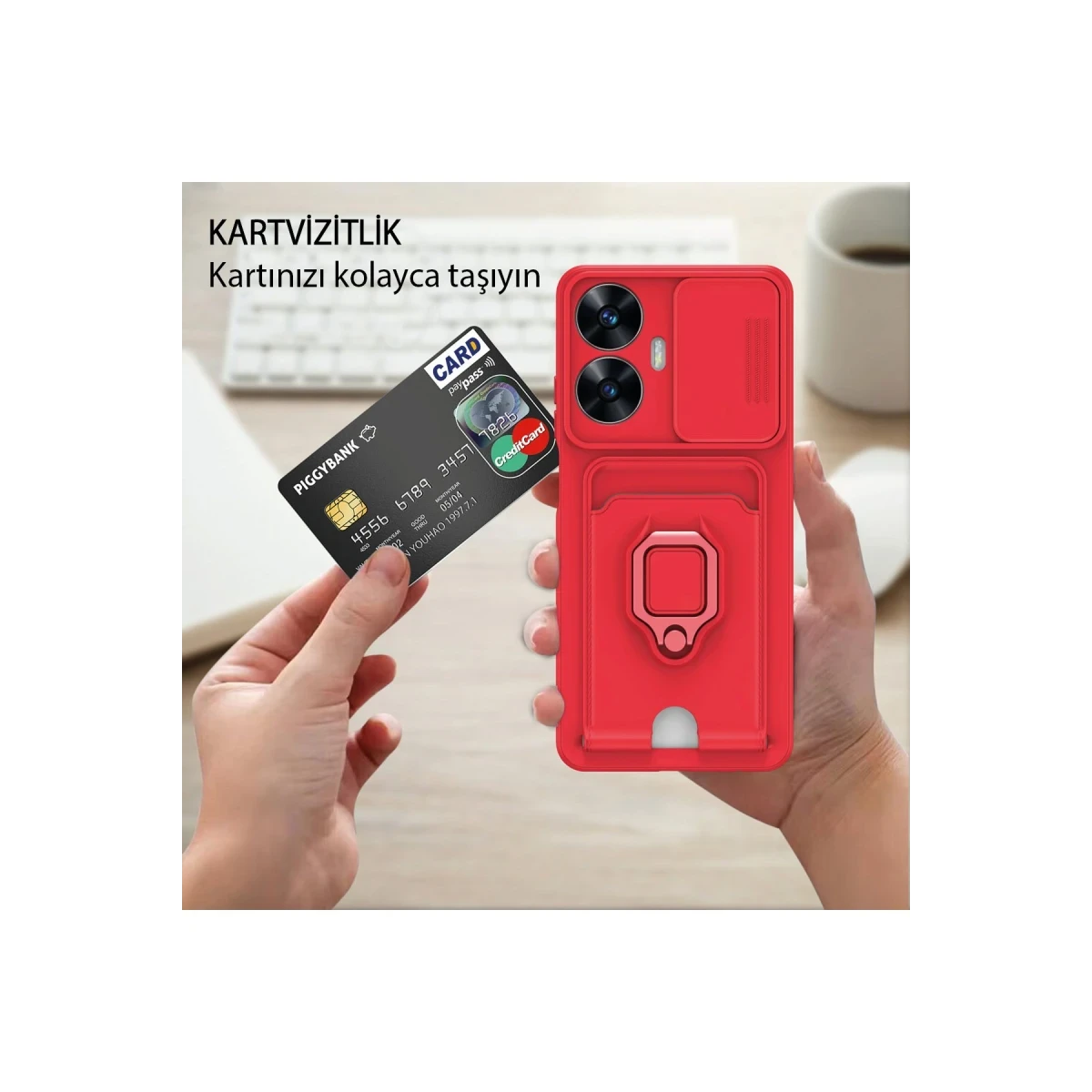 Newface Xiaomi Poco X6 Pro Kılıf Zuma Kartvizitli Yüzüklü Silikon - Siyah — görsel 10