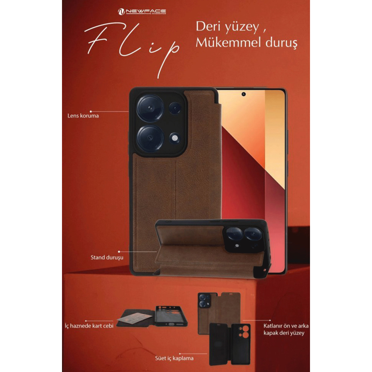 Newface Samsung Galaxy A36 Kılıf Flip Cover - Siyah — görsel 9