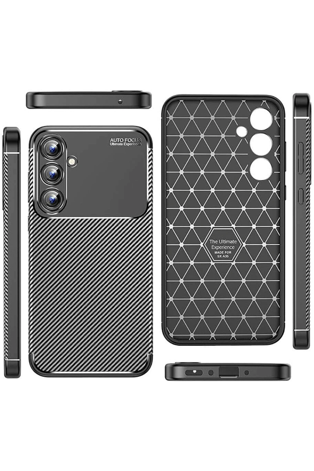 Newface Samsung Galaxy A35 5G Kılıf Auto Focus Karbon Kapak - Siyah — görsel 2