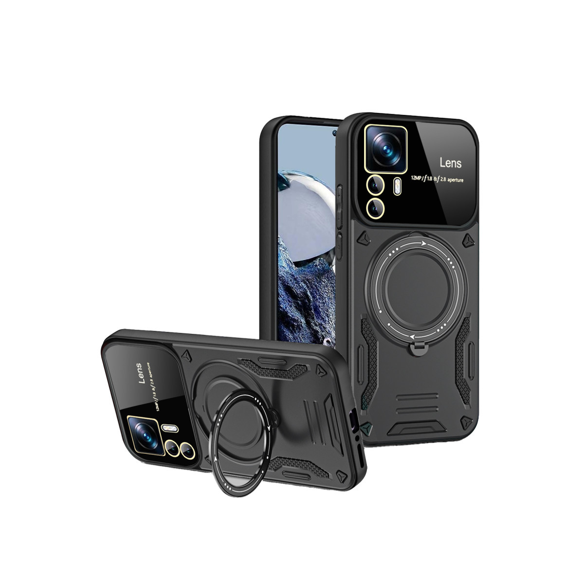Newface Xiaomi 12T Pro Kılıf Joy Lens Standlı Kapak - Siyah — görsel 7