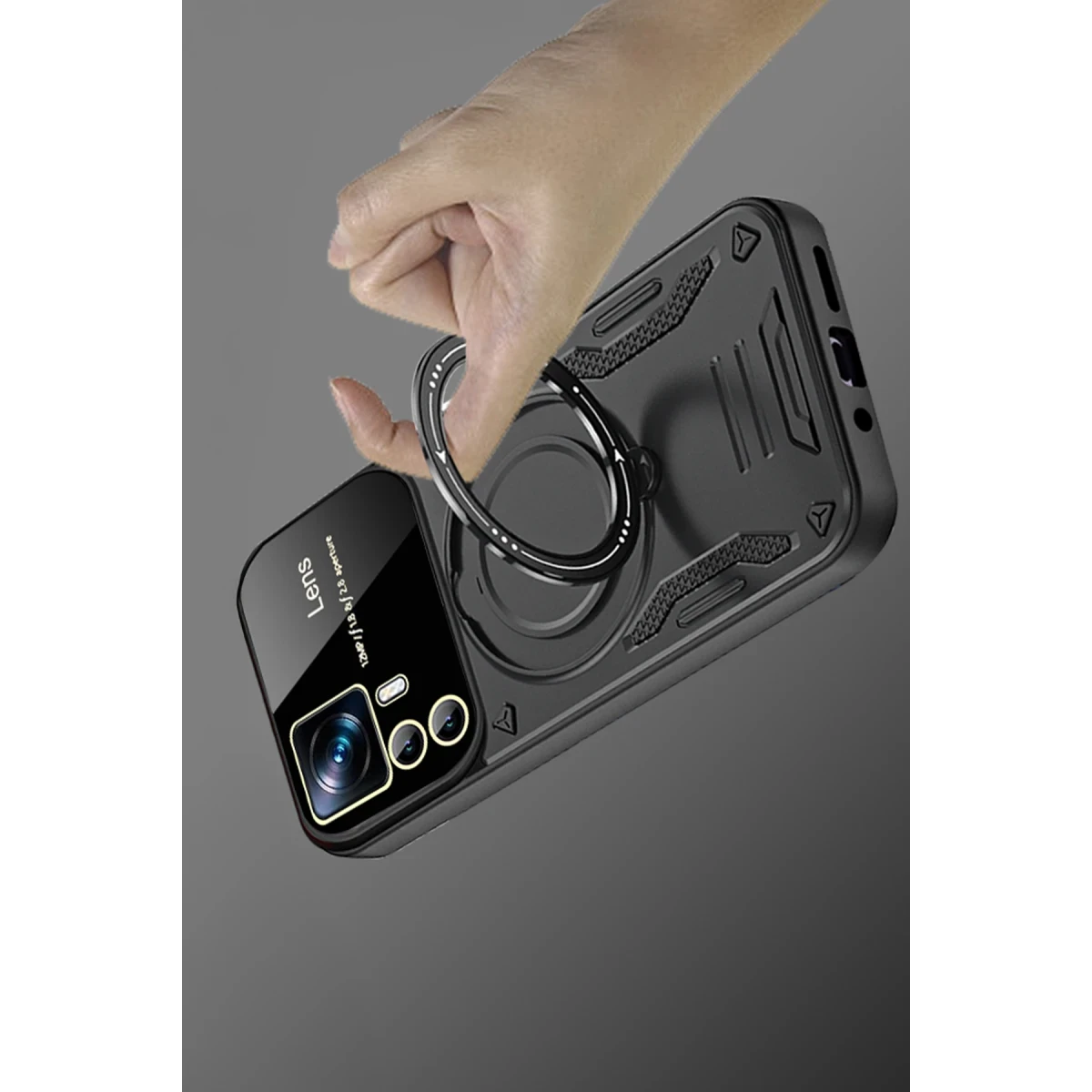 Newface Xiaomi 12T Pro Kılıf Joy Lens Standlı Kapak - Siyah — görsel 6