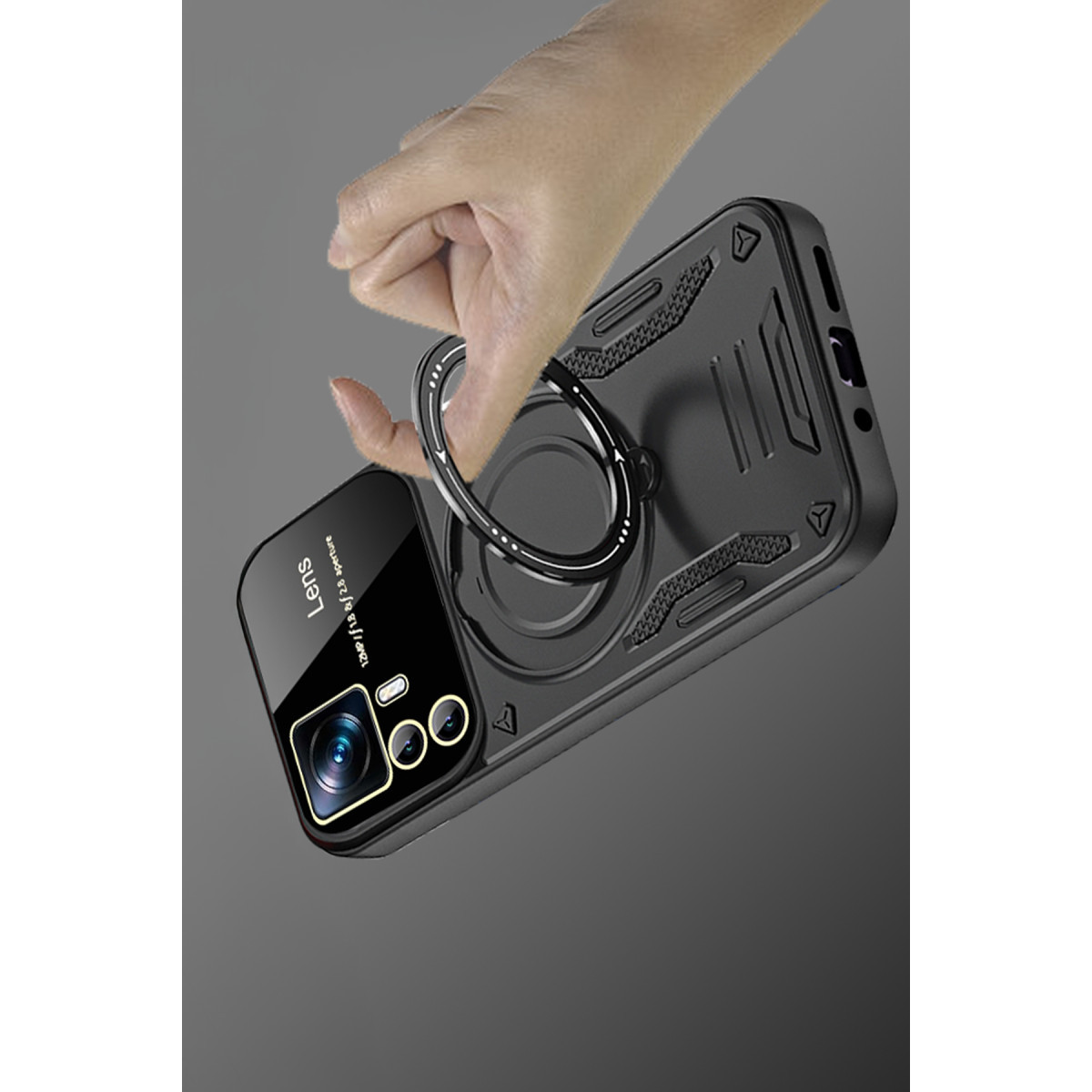 Newface Xiaomi 12T Pro Kılıf Joy Lens Standlı Kapak - Siyah — görsel 9
