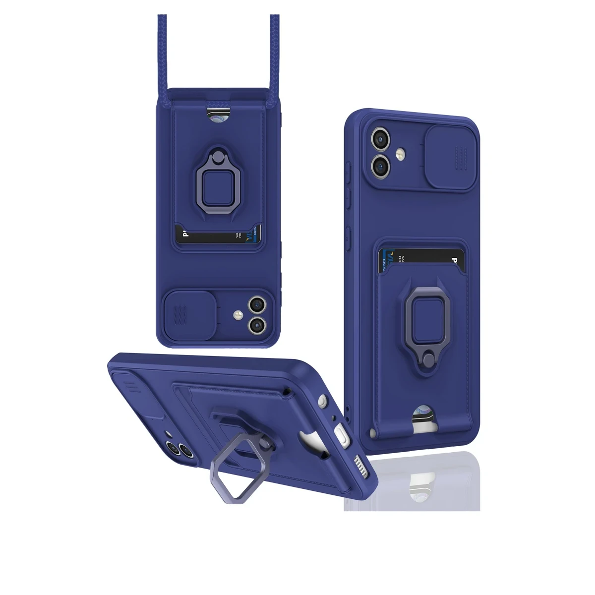 Newface Samsung Galaxy A06 Kılıf Zuma Kartvizitli Yüzüklü Silikon - Lacivert