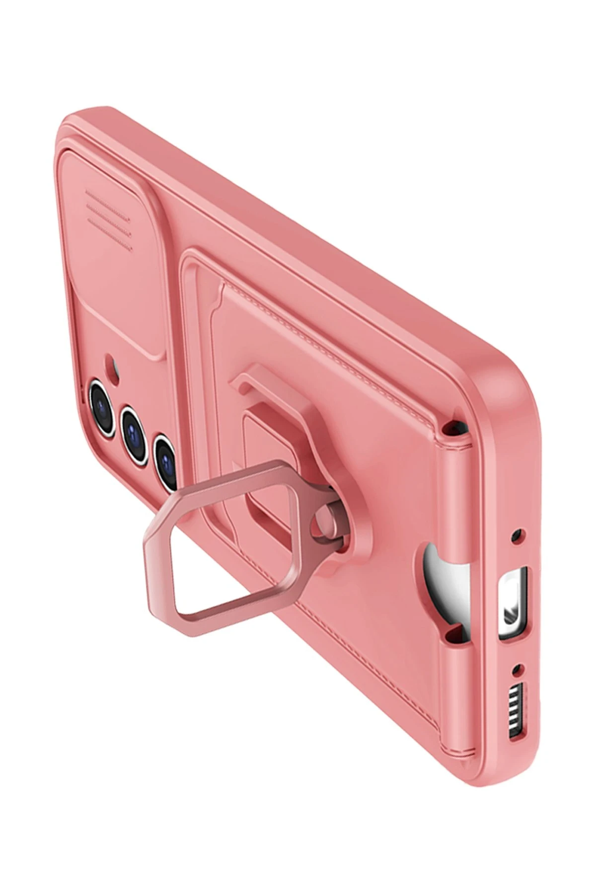 Newface Samsung Galaxy A56 Kılıf Zuma Kartvizitli Yüzüklü Silikon - Pembe