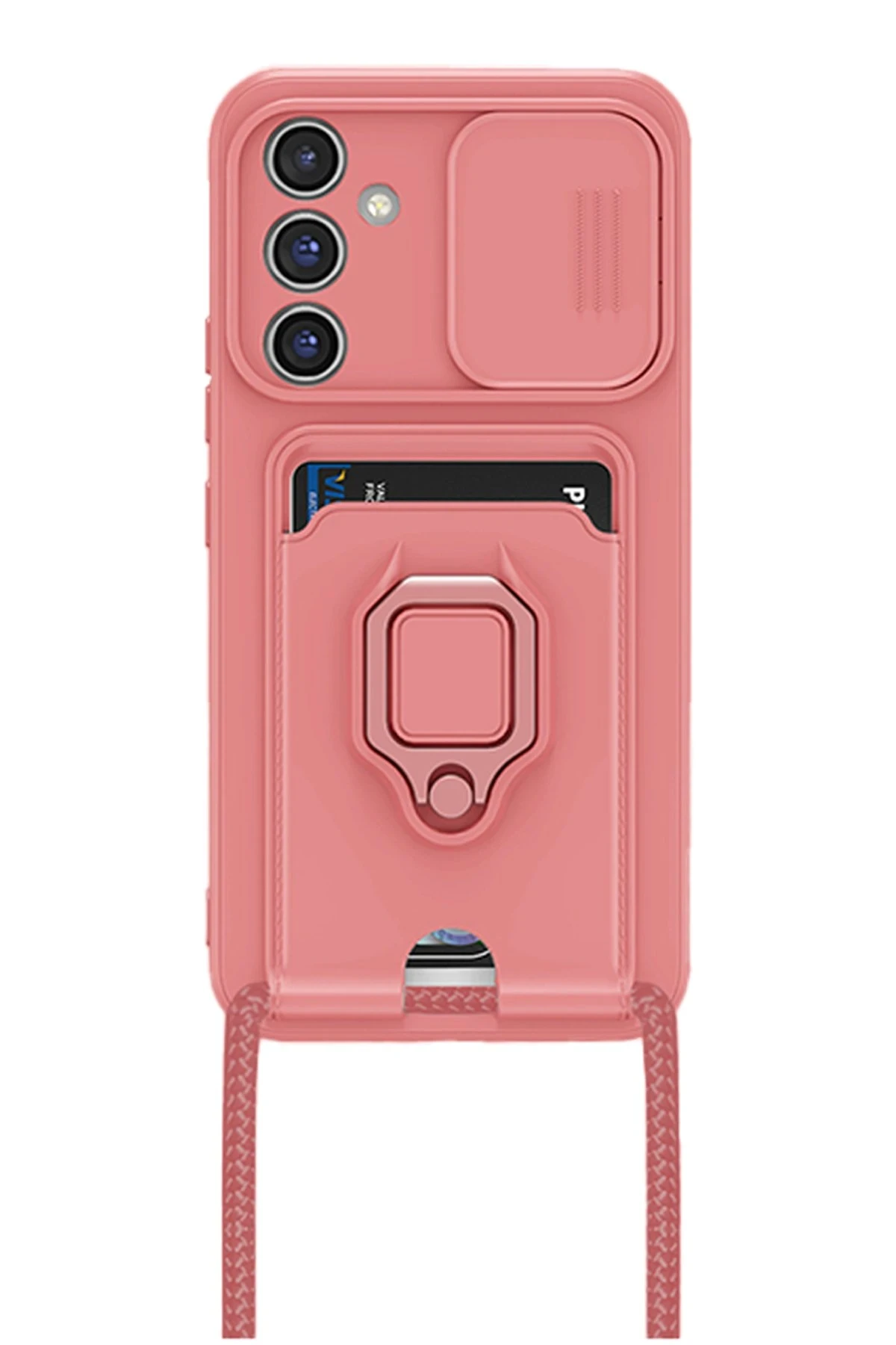 Newface Samsung Galaxy A56 Kılıf Zuma Kartvizitli Yüzüklü Silikon - Pembe