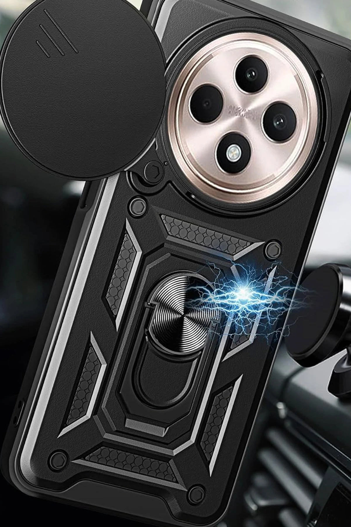 Newface Xiaomi Redmi 14C Kılıf Pars Lens Yüzüklü Silikon - Yeşil