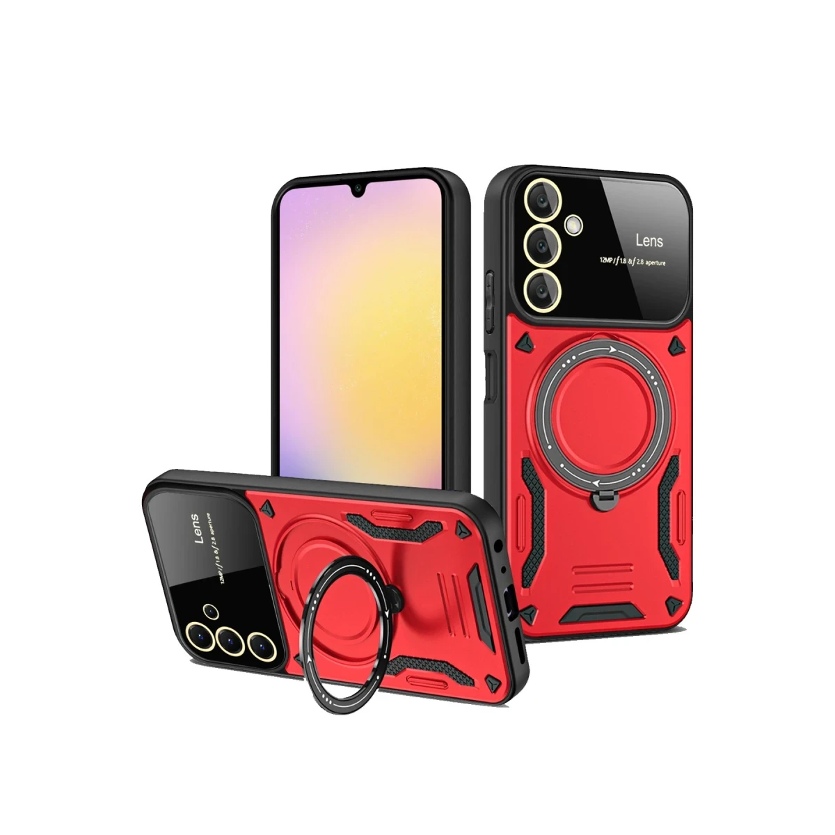 Newface Samsung Galaxy A26 Kılıf Joy Lens Standlı Kapak - Kırmızı
