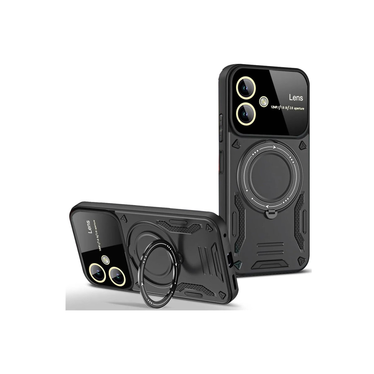 Newface Samsung Galaxy A06 Kılıf Joy Lens Standlı Kapak - Siyah — görsel 3