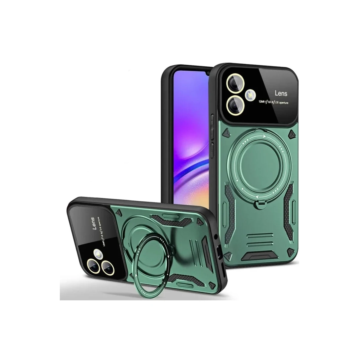 Newface Samsung Galaxy A06 Kılıf Joy Lens Standlı Kapak - Koyu Yeşil