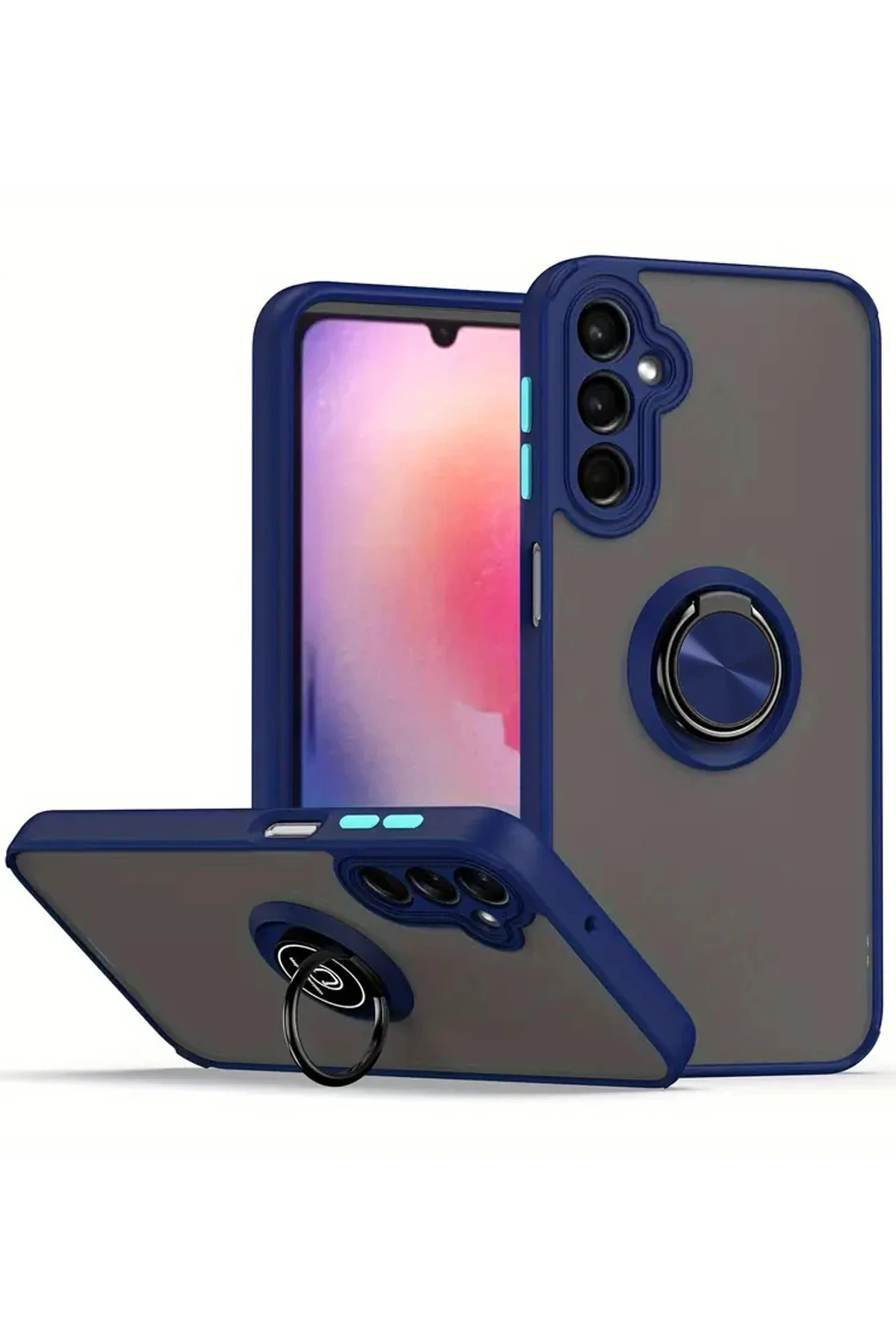 Newface Samsung Galaxy A26 Kılıf Montreal Yüzüklü Silikon Kapak - Lacivert