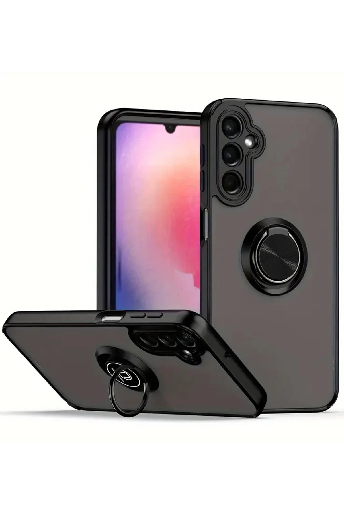 Newface Samsung Galaxy A26 Kılıf Montreal Yüzüklü Silikon Kapak - Siyah