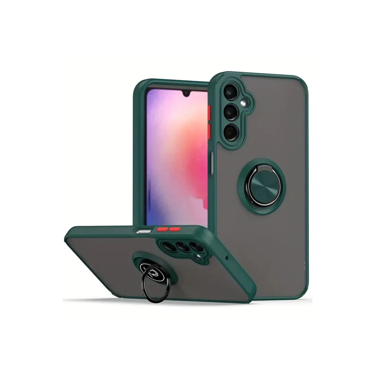 Newface Samsung Galaxy A26 Kılıf Montreal Yüzüklü Silikon Kapak - Yeşil