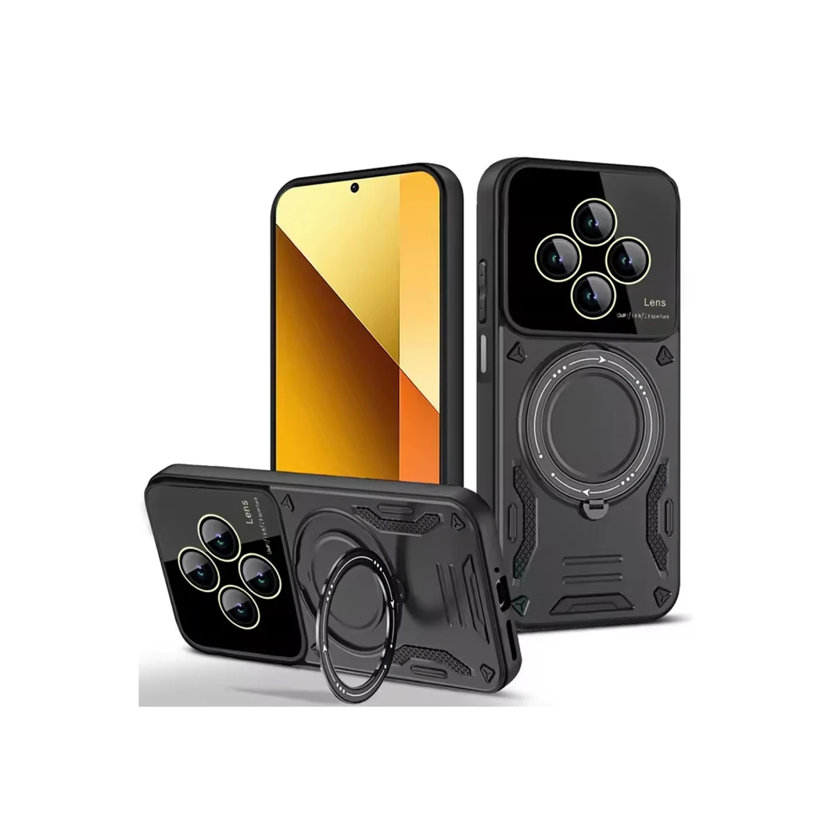 Newface Xiaomi Redmi 14C Kılıf Joy Lens Standlı Kapak - Siyah — görsel 2