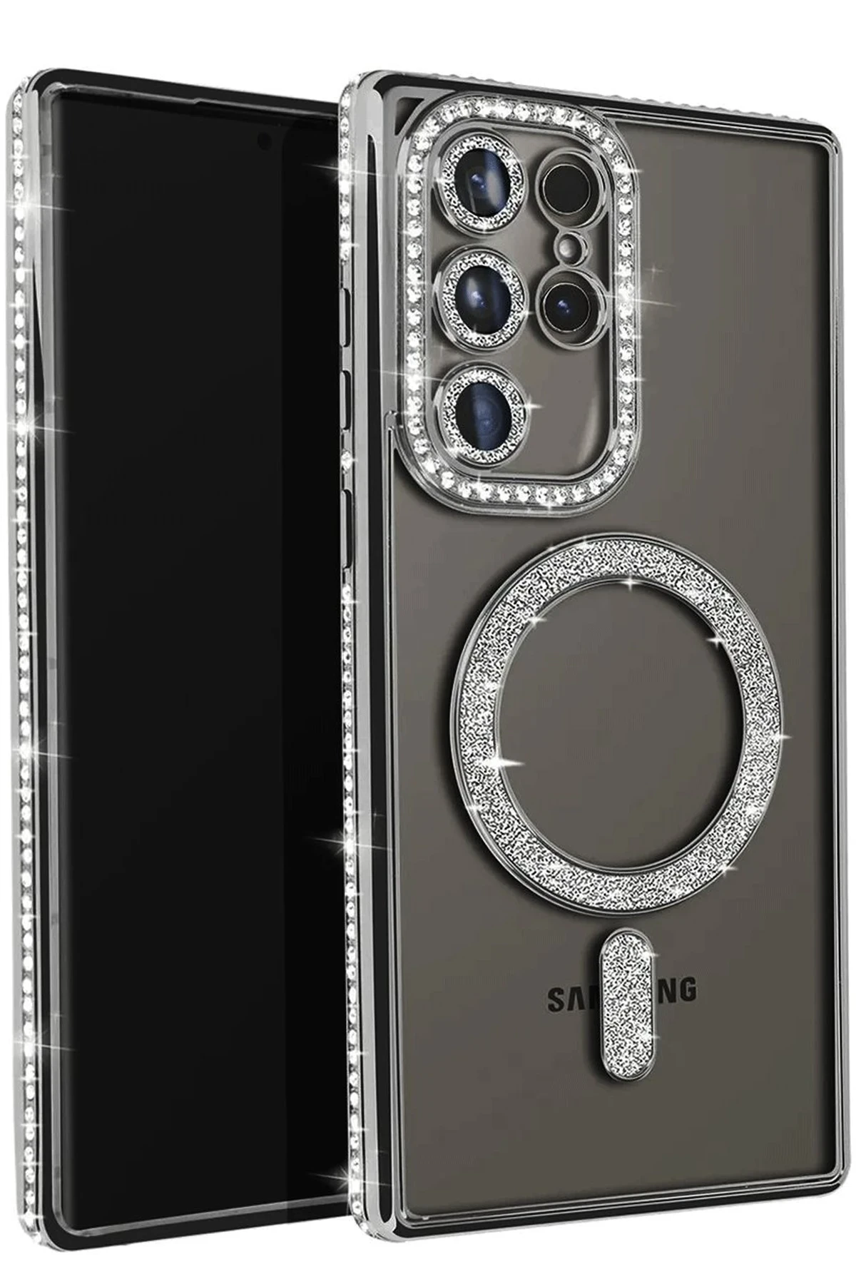 Newface Samsung Galaxy S25 Ultra Kılıf Joke Simli Magneticsafe Kılıf - Siyah