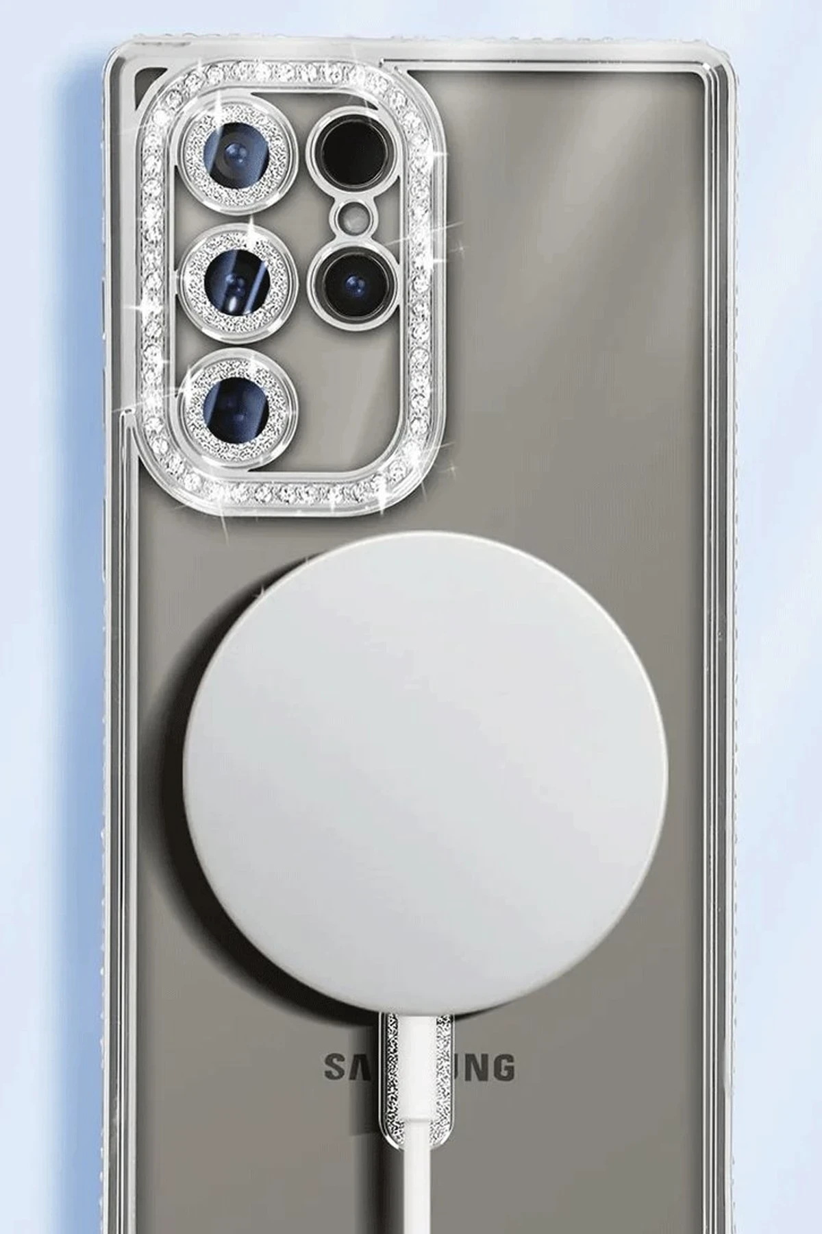Newface Samsung Galaxy S25 Ultra Kılıf Joke Simli Magneticsafe Kılıf - Mavi