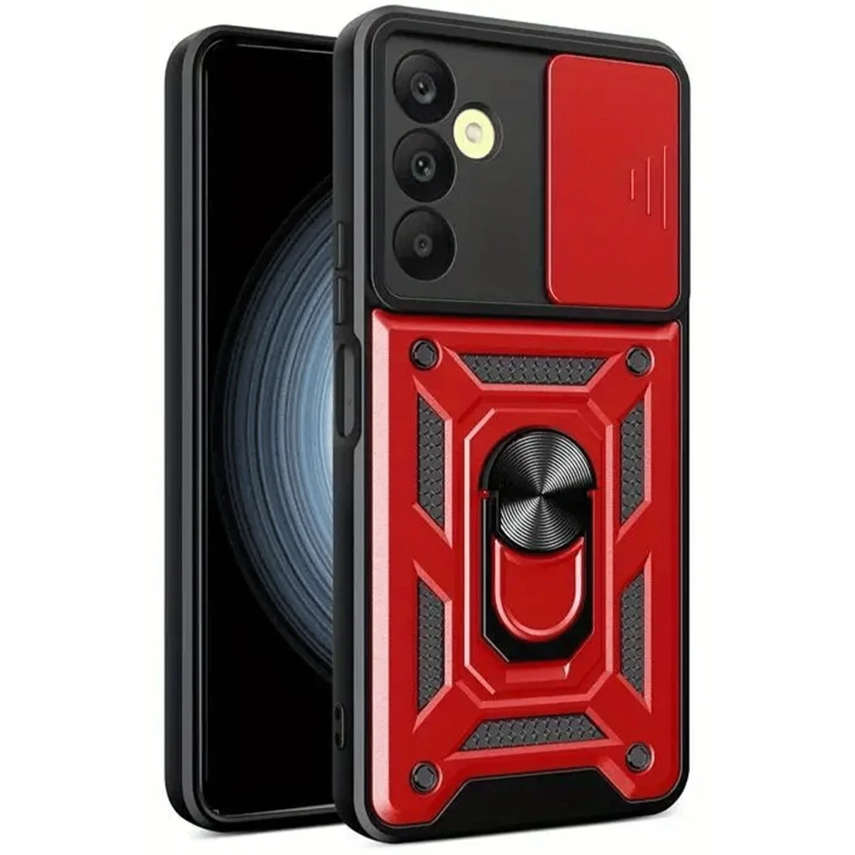 Newface Samsung Galaxy S24 FE Pars Lens Yüzüklü Silikon - Kırmızı — görsel 4