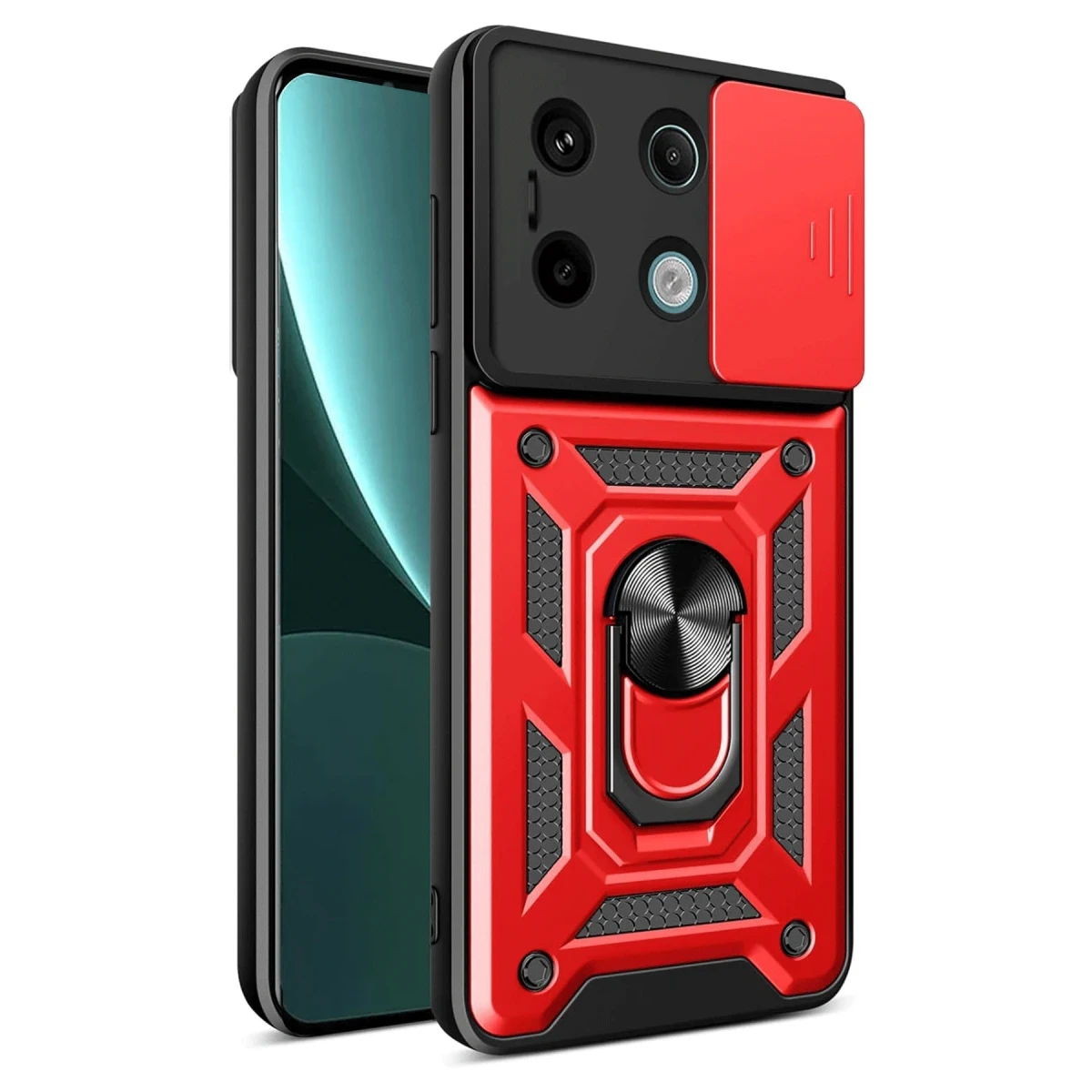 Newface Xiaomi Redmi Note 13 Pro 4G Pars Lens Yüzüklü Silikon - Kırmızı — görsel 4