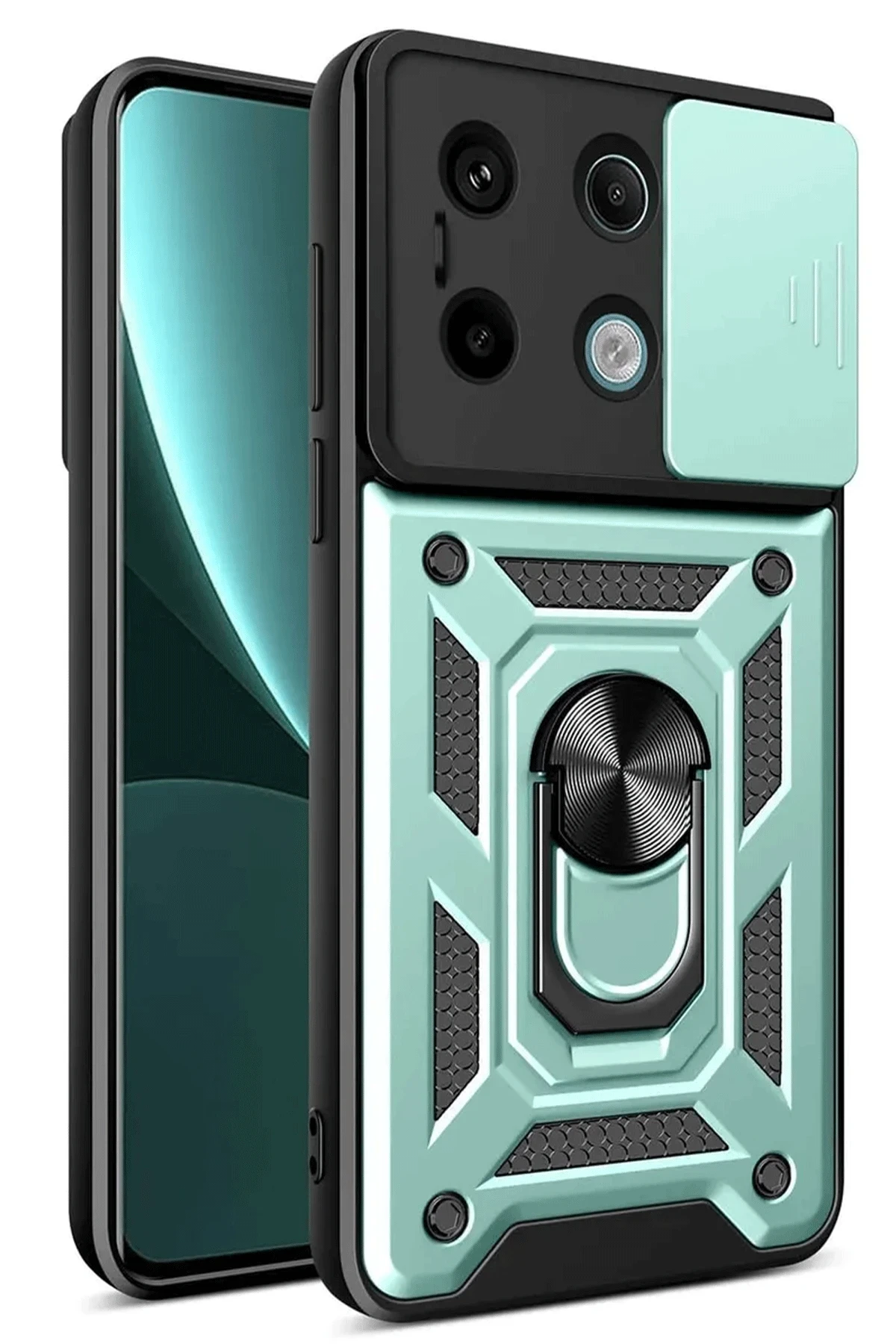 Newface Xiaomi Redmi Note 13 Pro 4G Pars Lens Yüzüklü Silikon - Yeşil