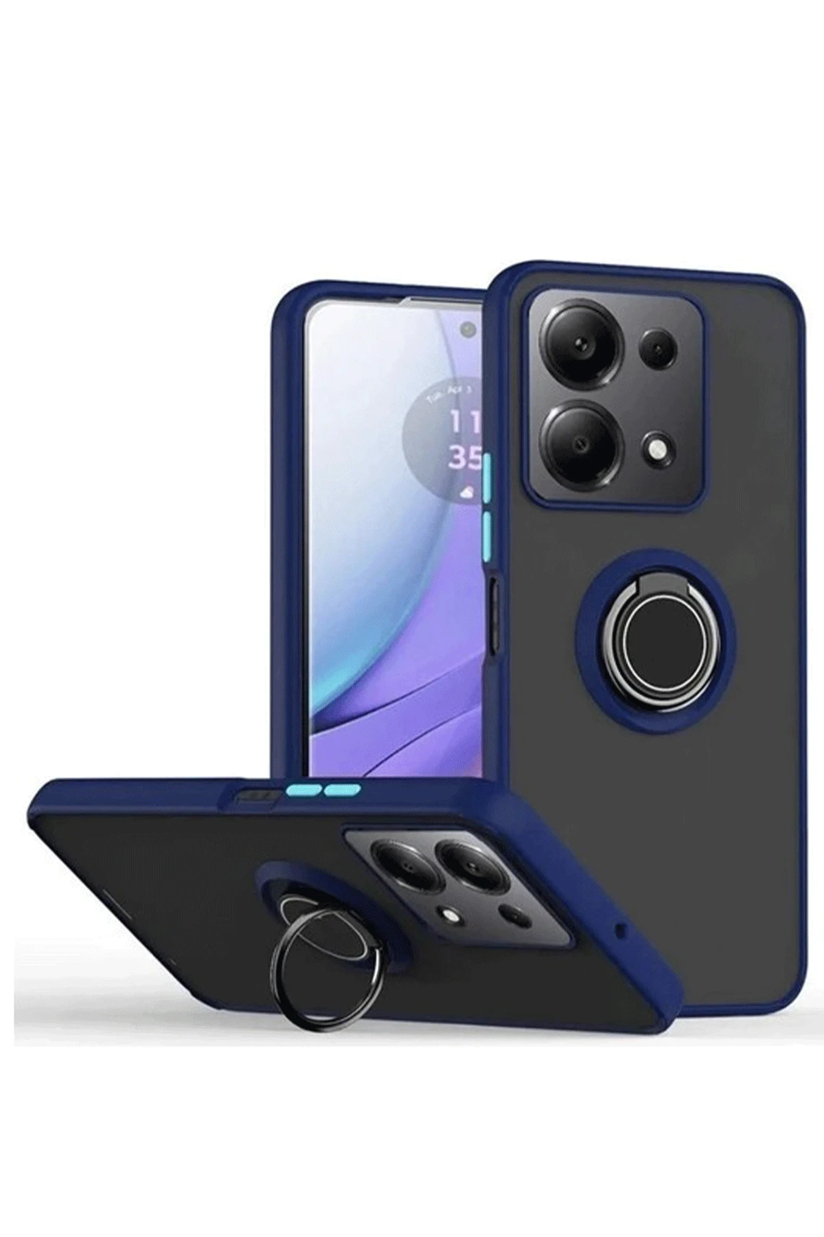 Newface Xiaomi Redmi Note 13 Pro 4G Montreal Yüzüklü Silikon Kapak - Lacivert