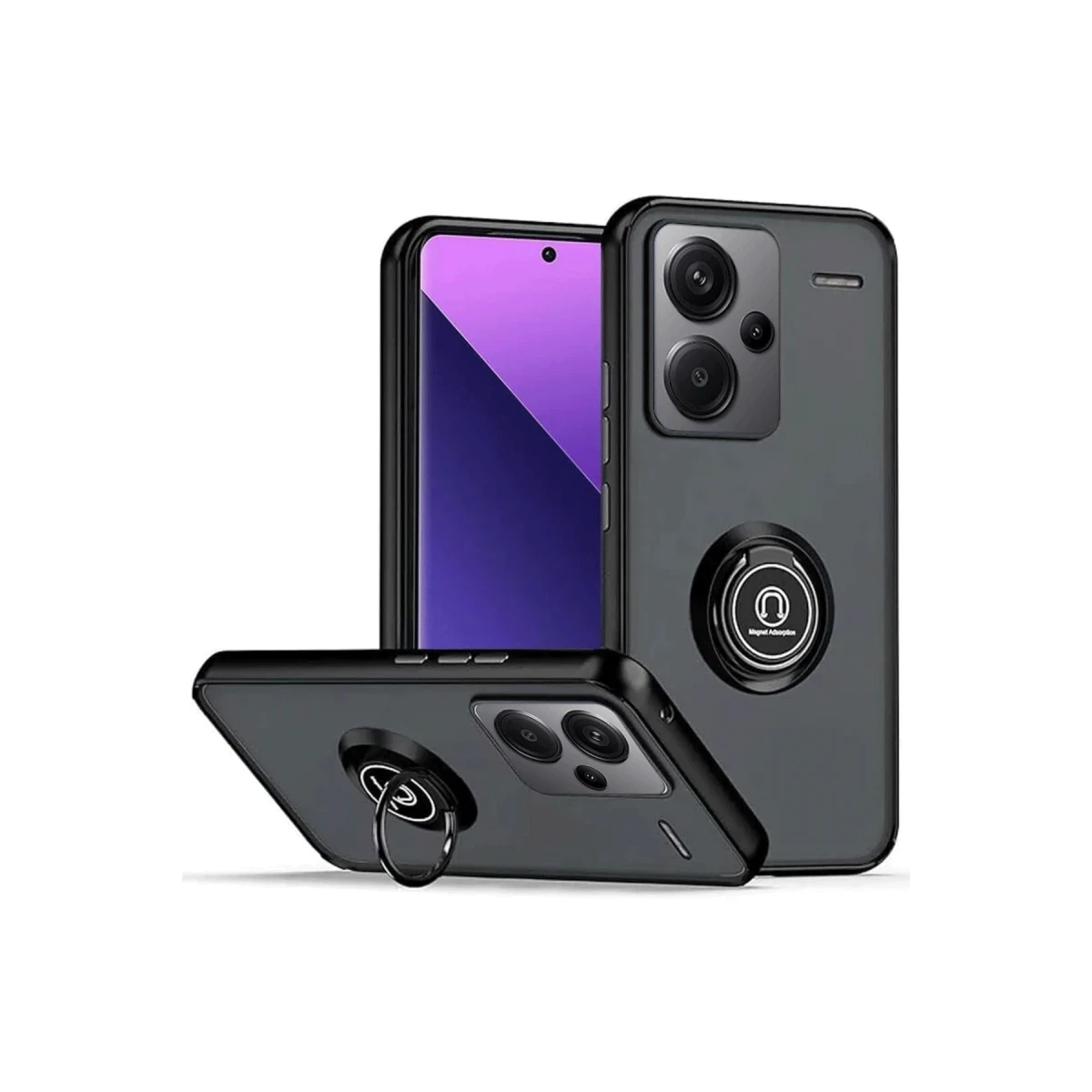 Newface Xiaomi Redmi Note 13 Pro Plus Kılıf Montreal Yüzüklü Silikon Kapak - Siyah — görsel 2