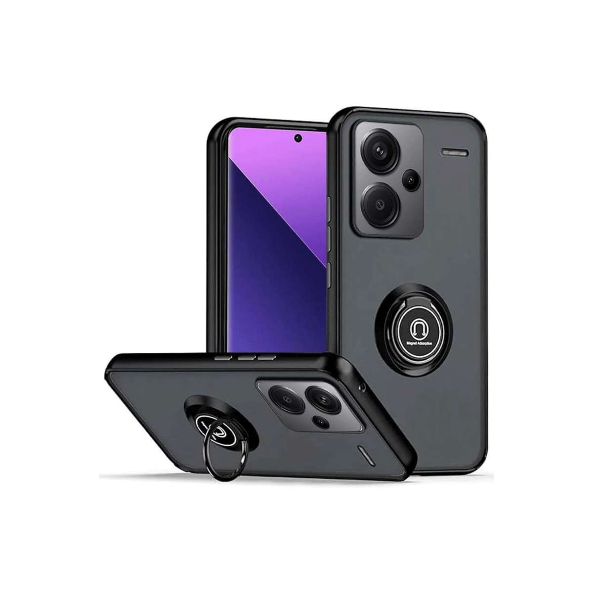 Newface Xiaomi Redmi Note 13 Pro Plus Kılıf Montreal Yüzüklü Silikon Kapak - Siyah — görsel 3