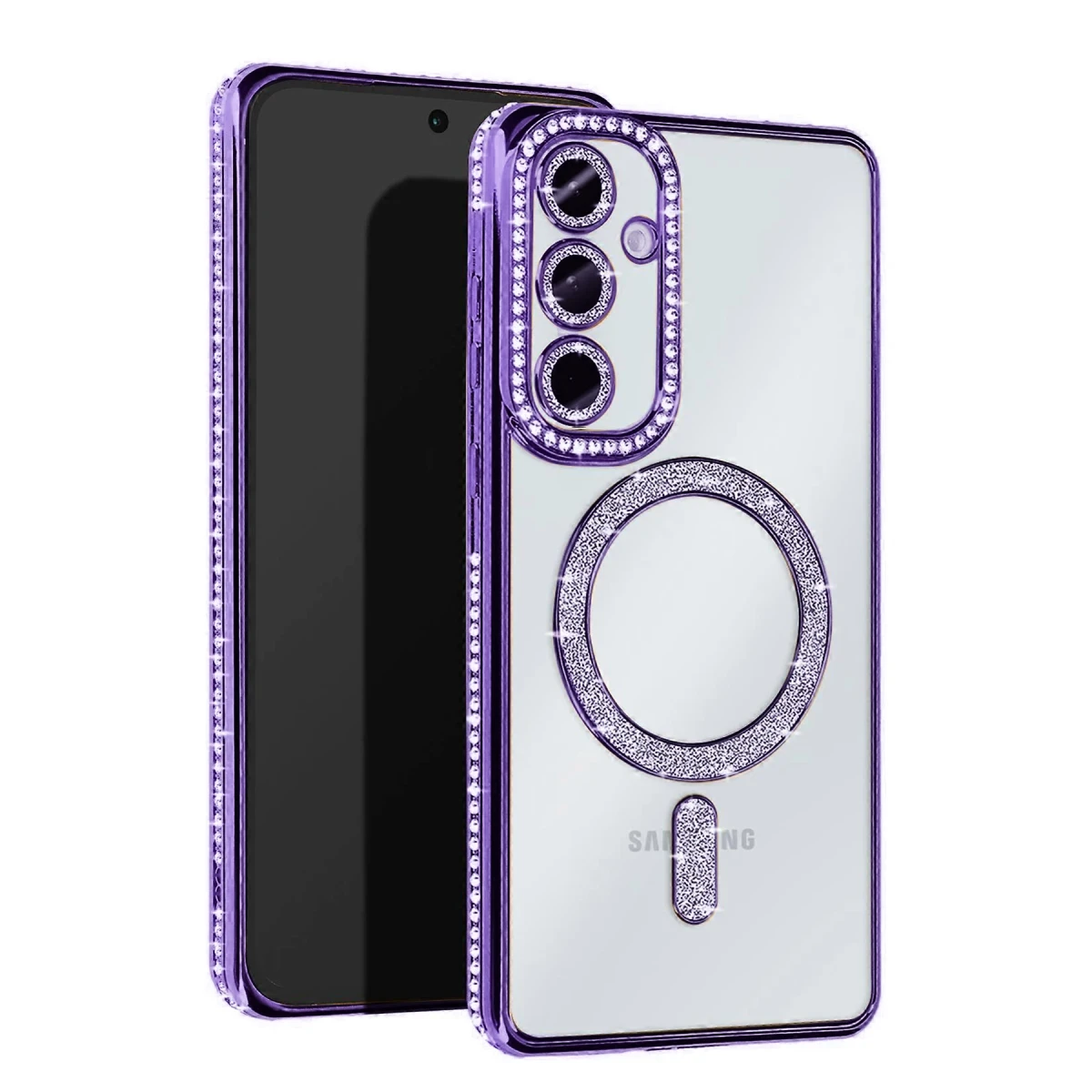 Newface Samsung Galaxy S25 Plus Kılıf Joke Simli Magneticsafe Kılıf - Derin Mor