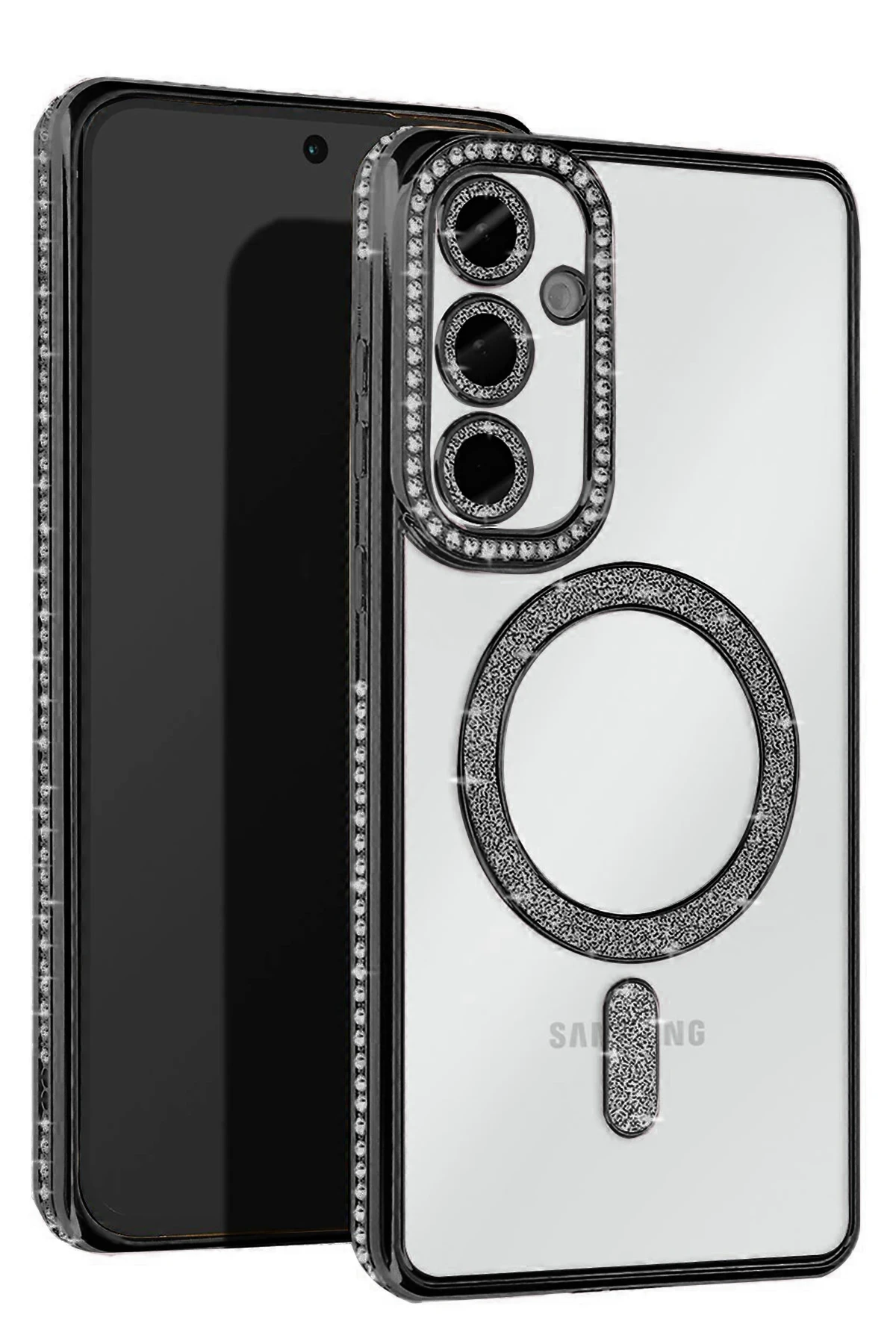 Newface Samsung Galaxy S25 Plus Kılıf Joke Simli Magneticsafe Kılıf - Siyah