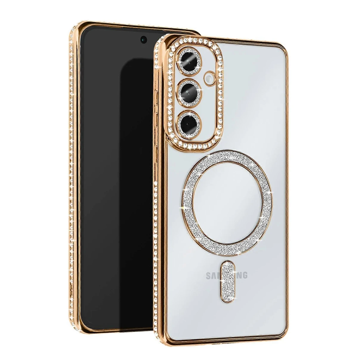 Newface Samsung Galaxy S25 Plus Kılıf Joke Simli Magneticsafe Kılıf - Gold