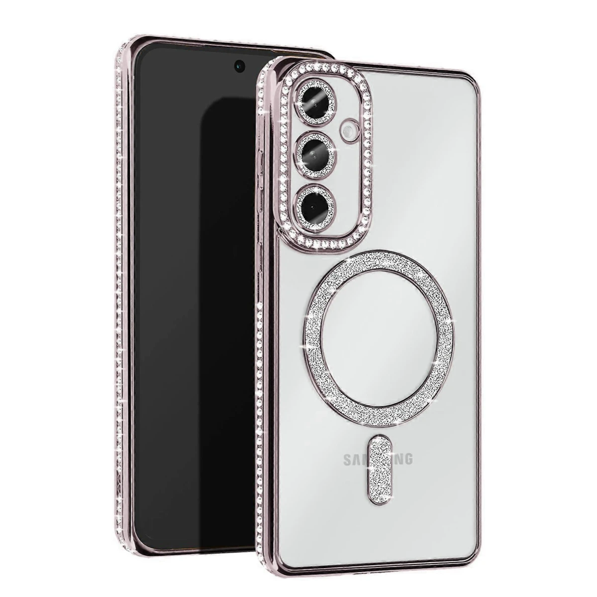 Newface Samsung Galaxy S25 Plus Kılıf Joke Simli Magneticsafe Kılıf - Gümüş